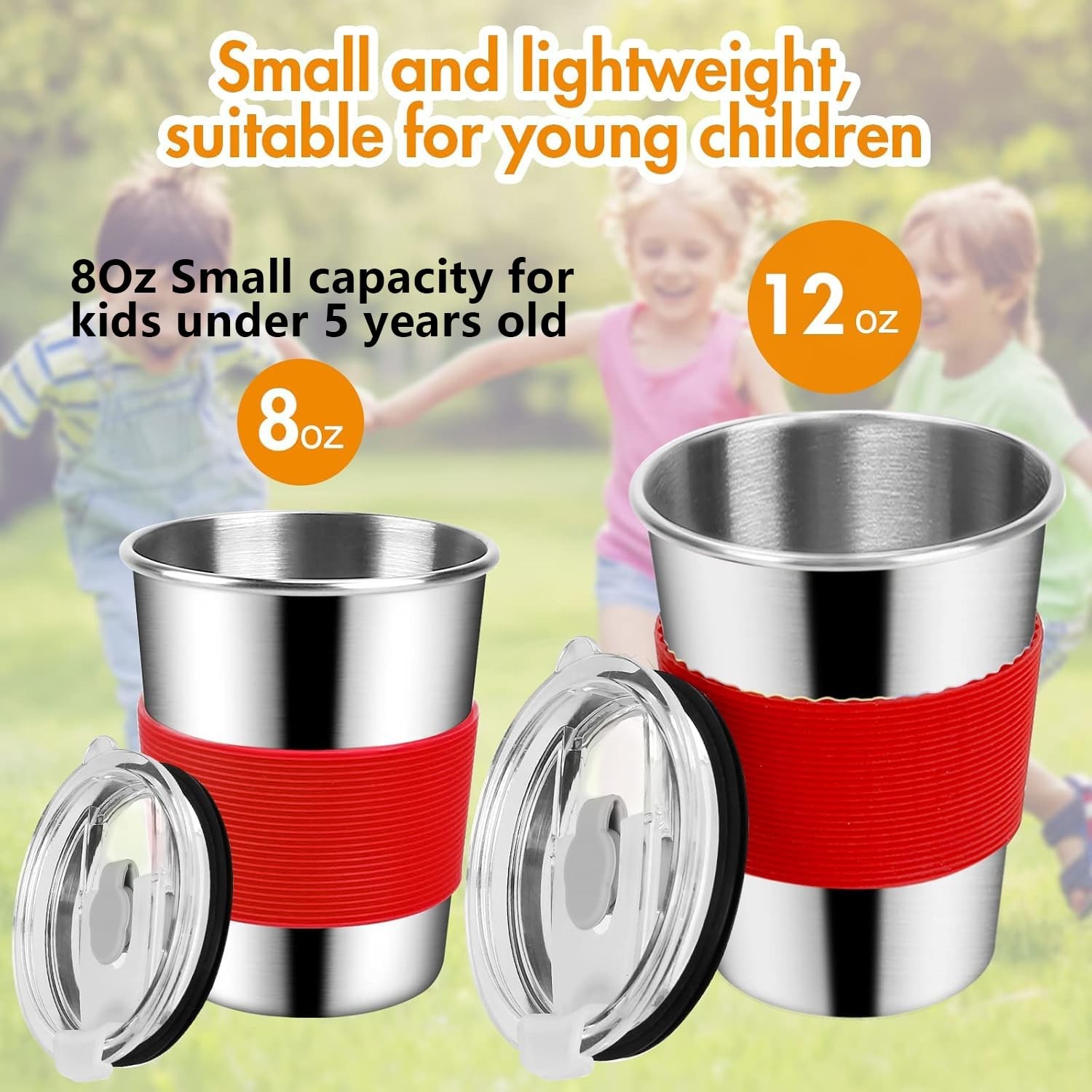 Yummy Sam 8oz Kids Stainless Steel Cups with Silicone Straws and Lids, 235ml …