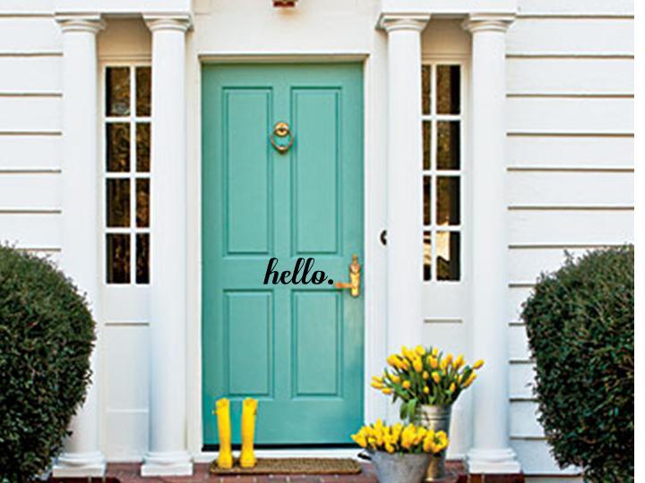 HELLO Front Door Entrance Welcome Wall Art Decal Quote Words Lettering Decor