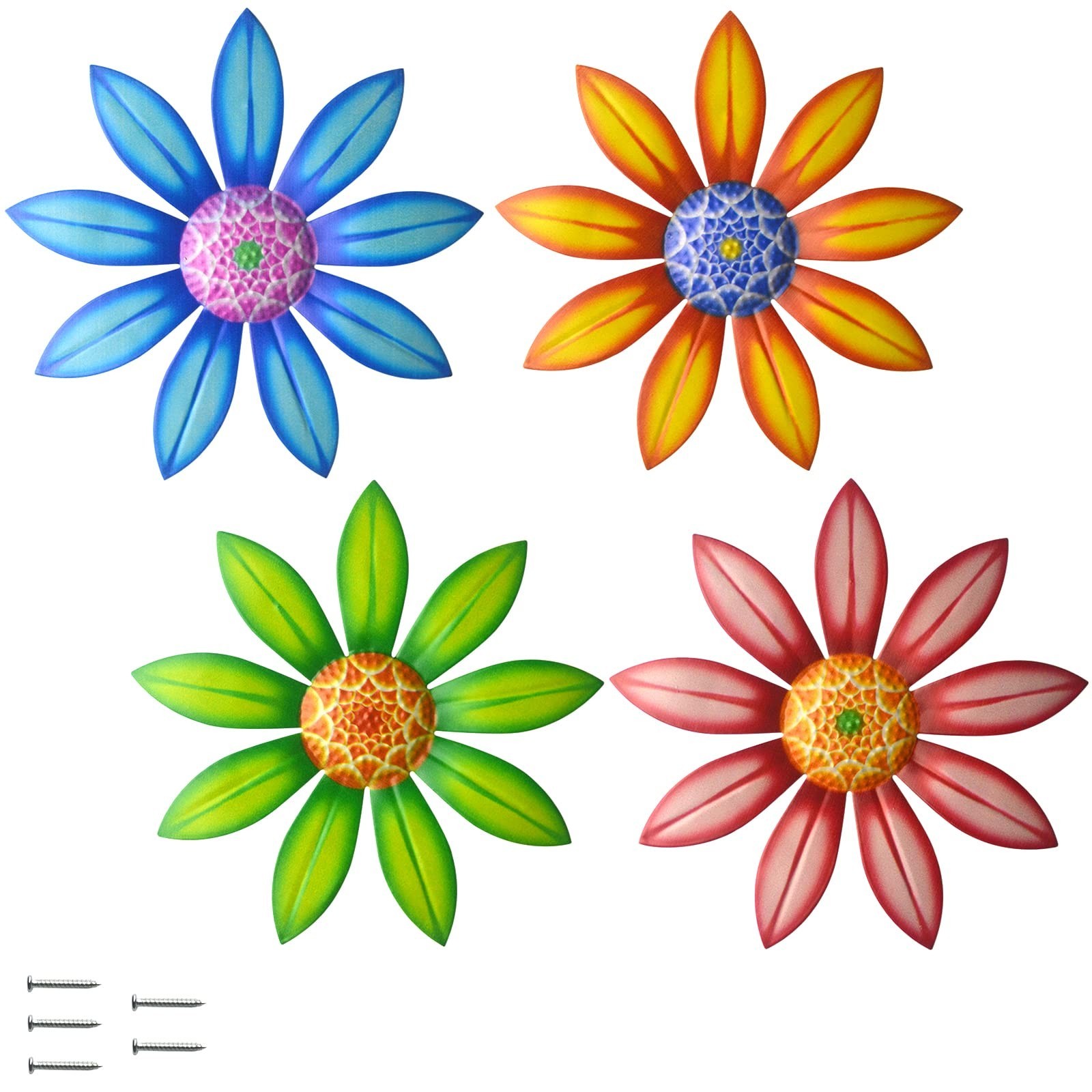 Gooyule Metal Flower Wall Art – Colorful Floral Decor for Indoor Outdoor Hang…