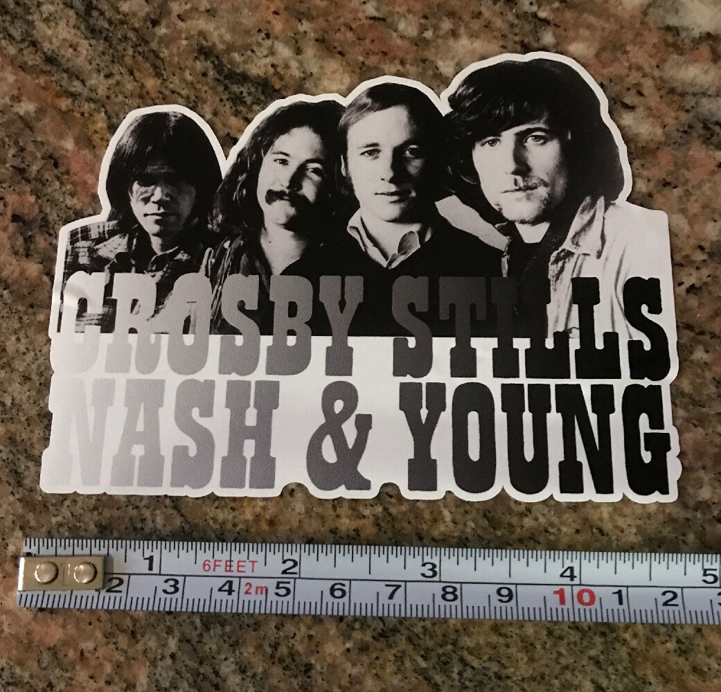 Crosby Stills Nash Young Sticker – Music 1970s Classic Rock Woodstock
