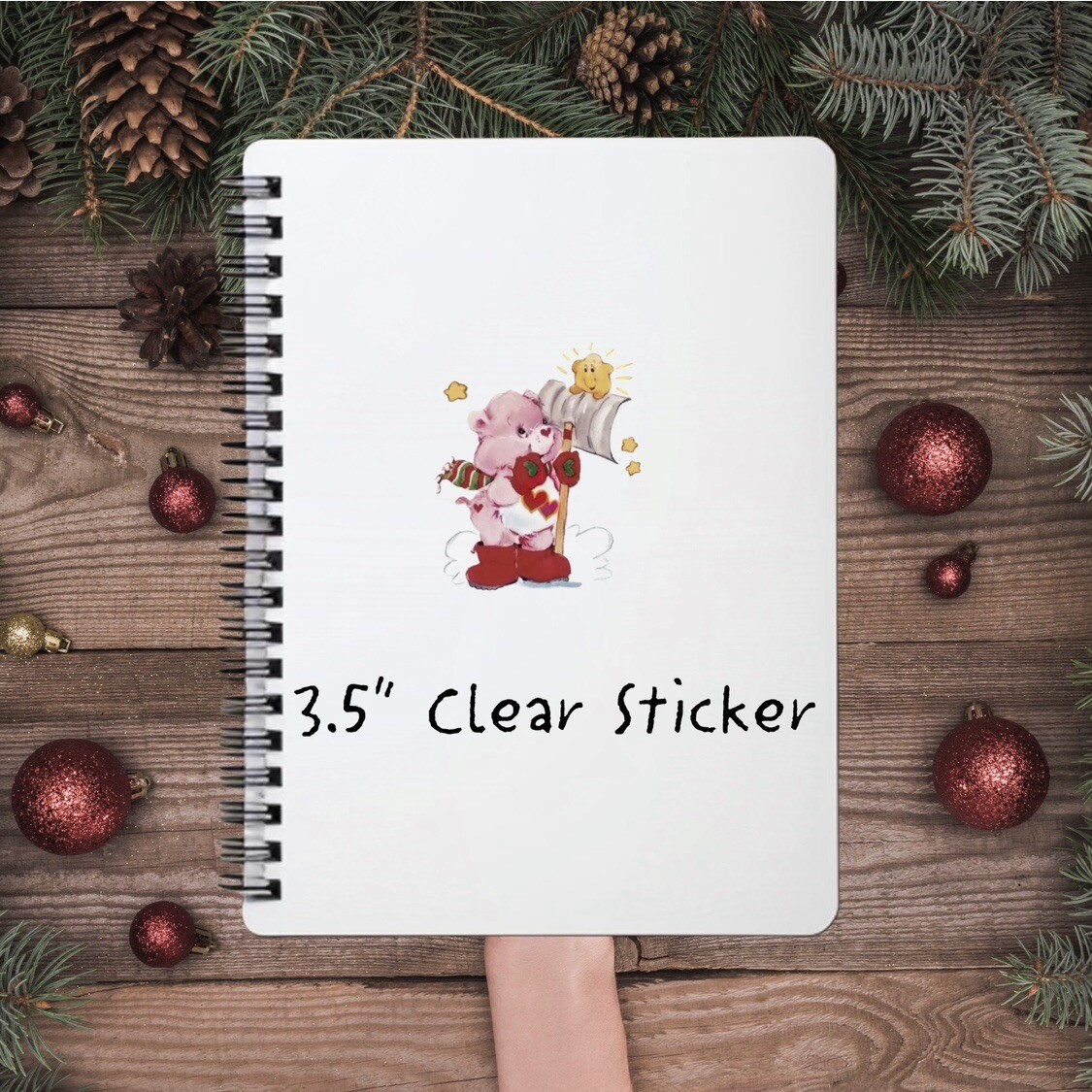 Care Bears Sticker SET OF 5, Clear Decals 3.5” Bear Cousins Christmas Series 1