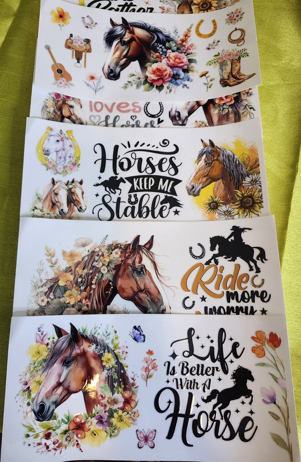 Horse Floral Western Vinyl Decal Sticker Set Removable Self-Adhesive UV DTF