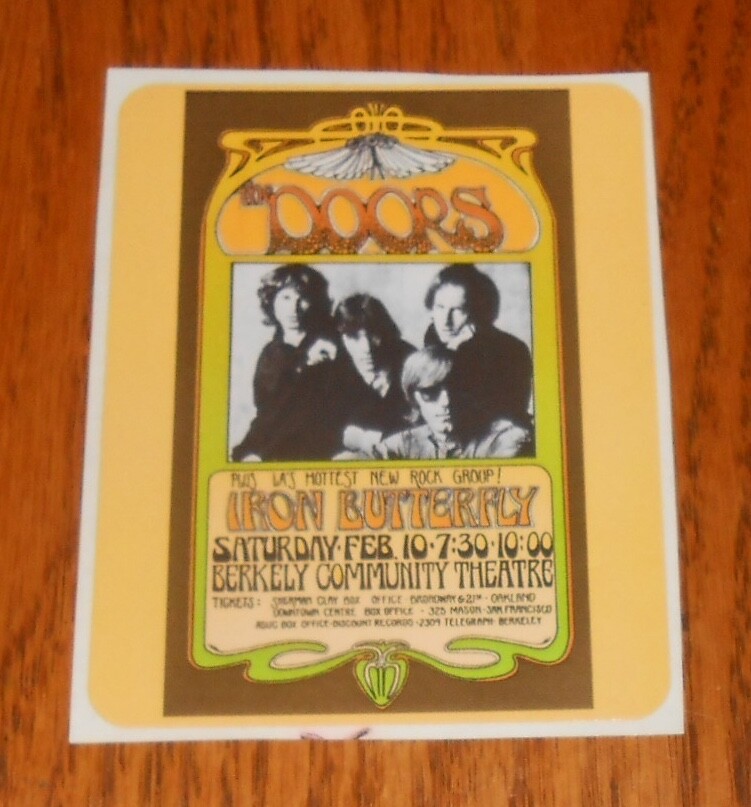The Doors Sticker Vintage 3×3.5 RARE Jim Morrison Iron Butterfly