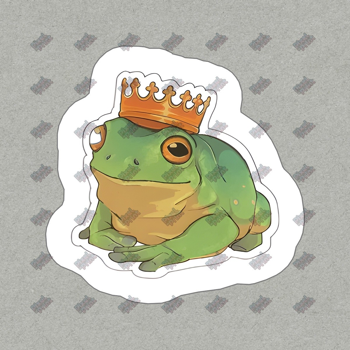 Adorable Crowned Frog Vinyl Sticker Cute Animal Decal for Laptops, #288723