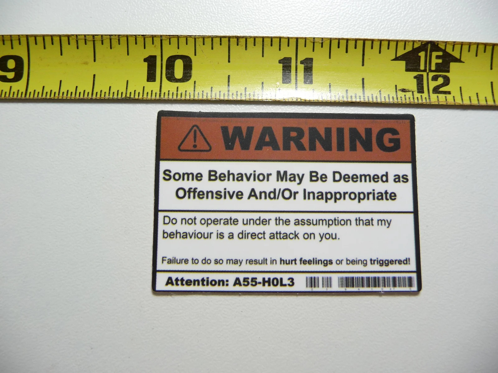 WARNING INAPPROPRIATE BEHAVIOR TRIGGERED SMALL STICKER DECAL LITTLE MINI SIGN