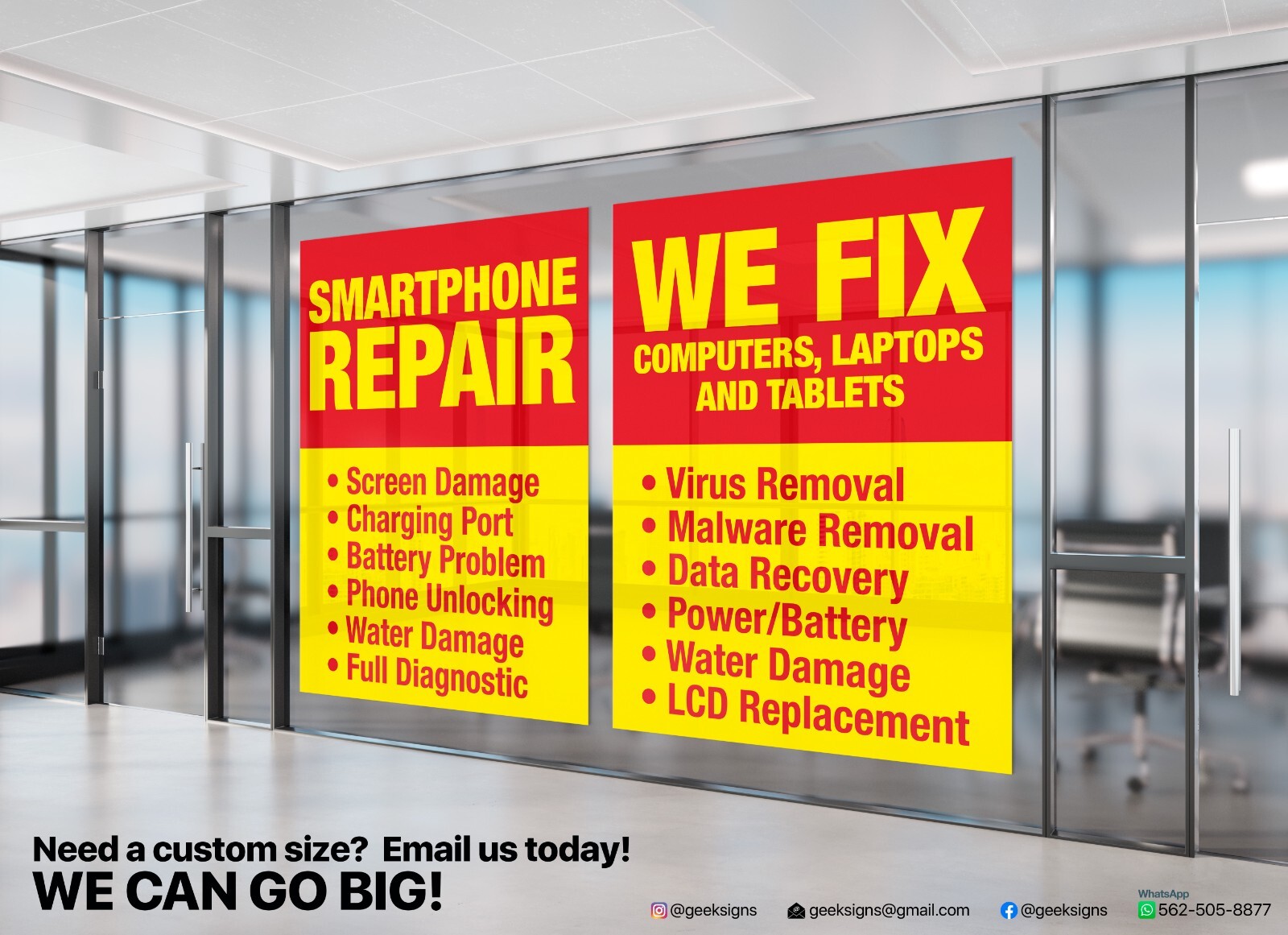 Cell Phone Computer Tablet Laptop REPAIR sign banner window decal wrap