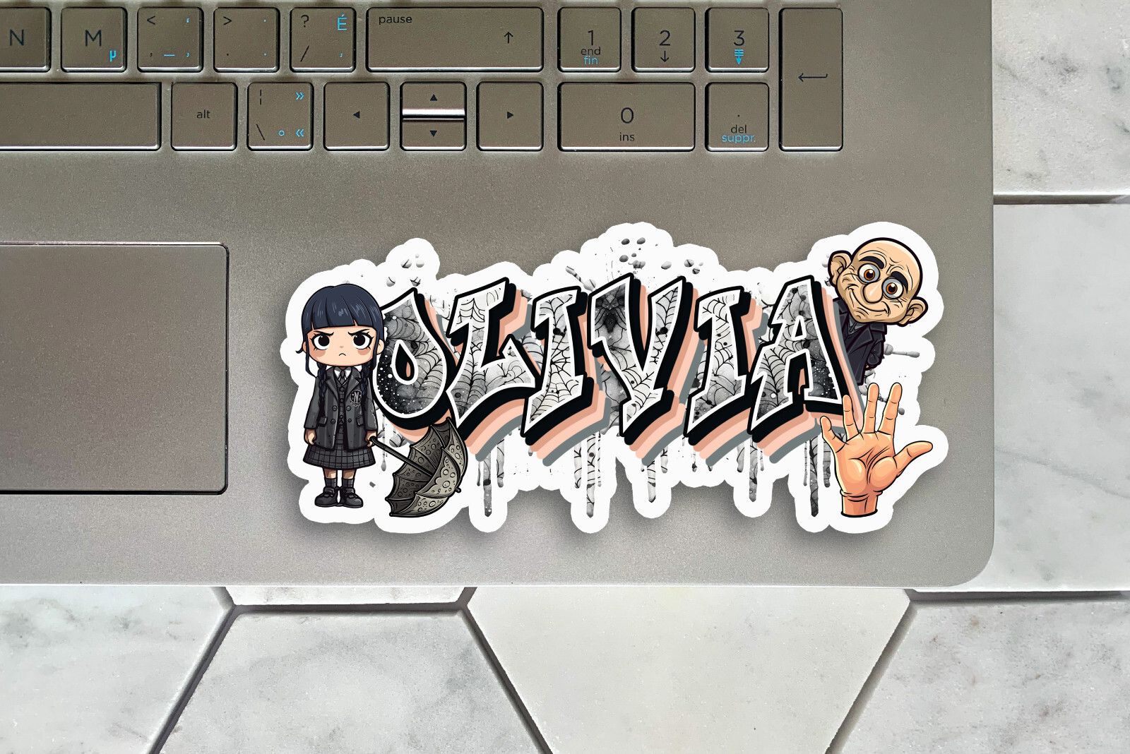 Custom Vinyl Name Sticker Graffiti Style Inspired by Spooky Family Halloween