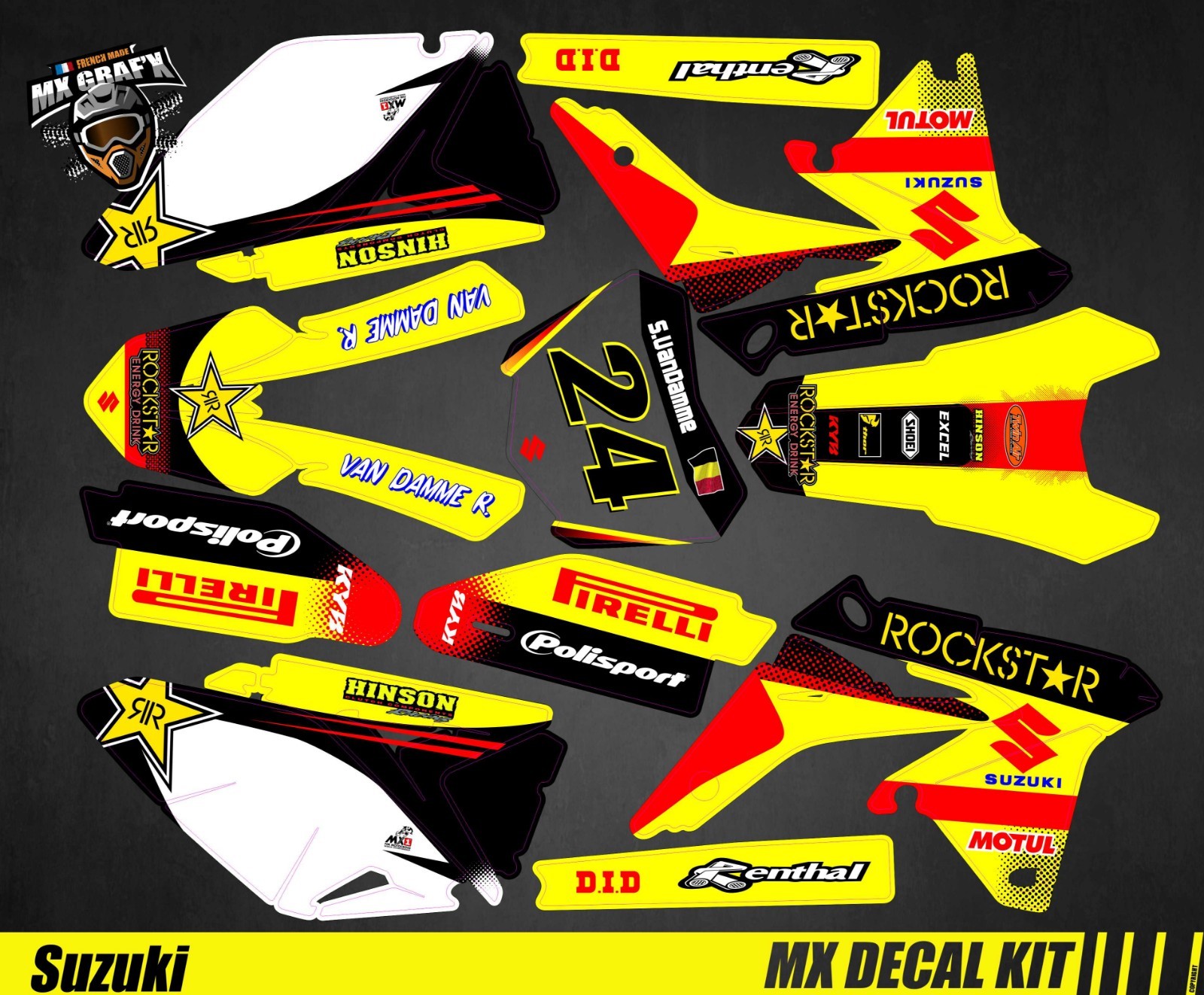MX Decal Kit For Suzuki RM-Z – ROCKSTAR 2