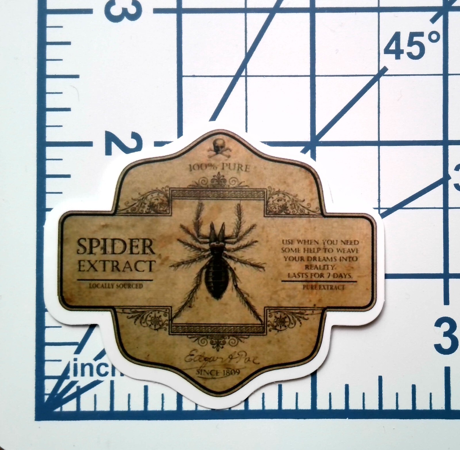 Spider Extract Sticker Vinyl Die Cut Edgar Allen Poe Apothecary Gothic Decal
