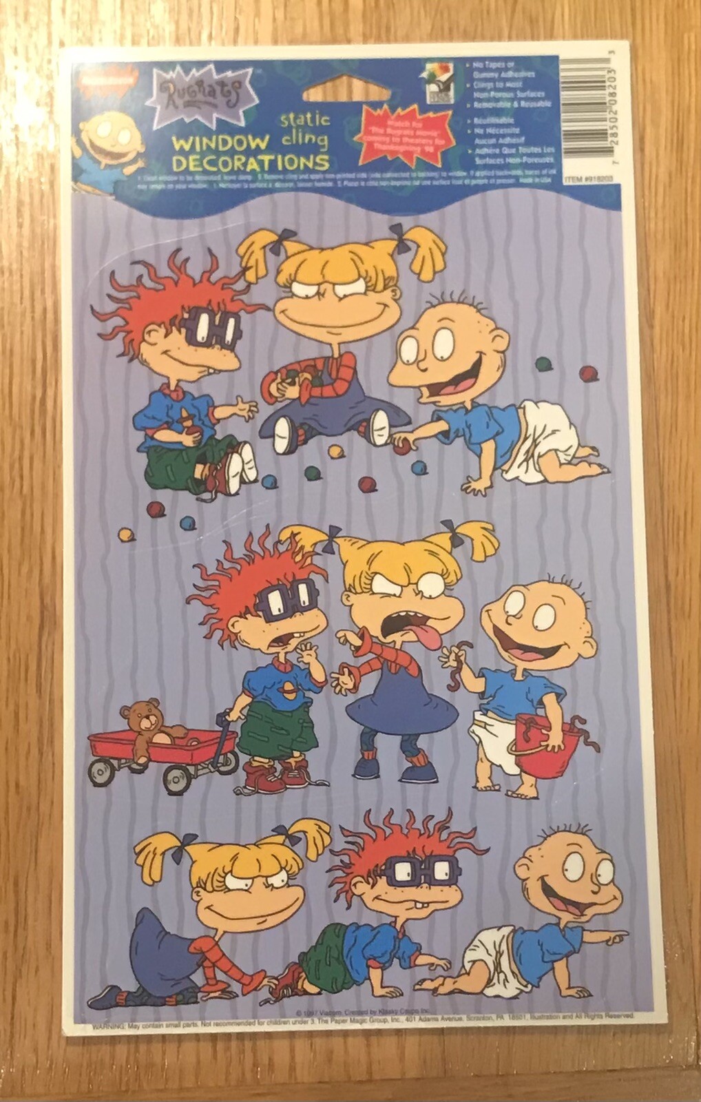 Vtg Rugrats Nickelodeon Static Cling Window Decorations Tommy Chuckie Lot Of 3