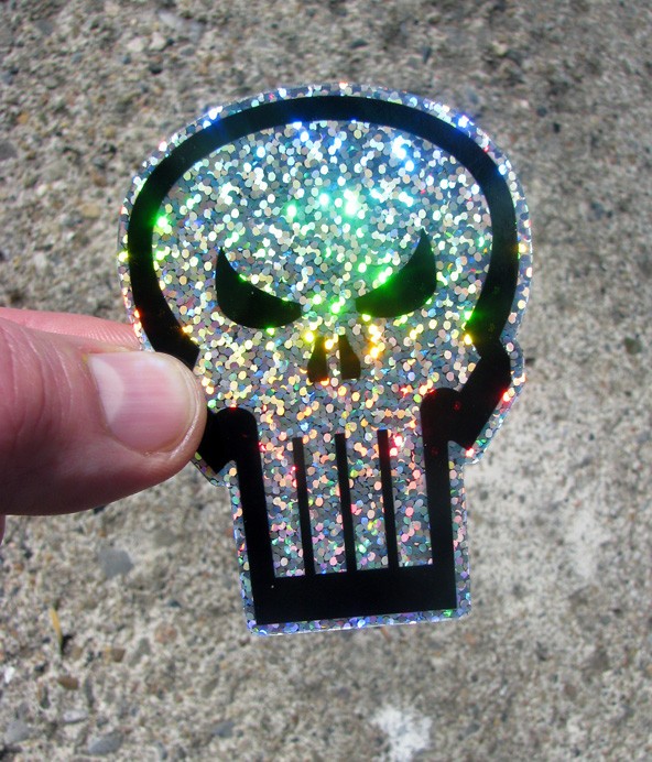 3" Punisher Skull Glitter Sticker 80s Marvel Car Laptop Comic Decal