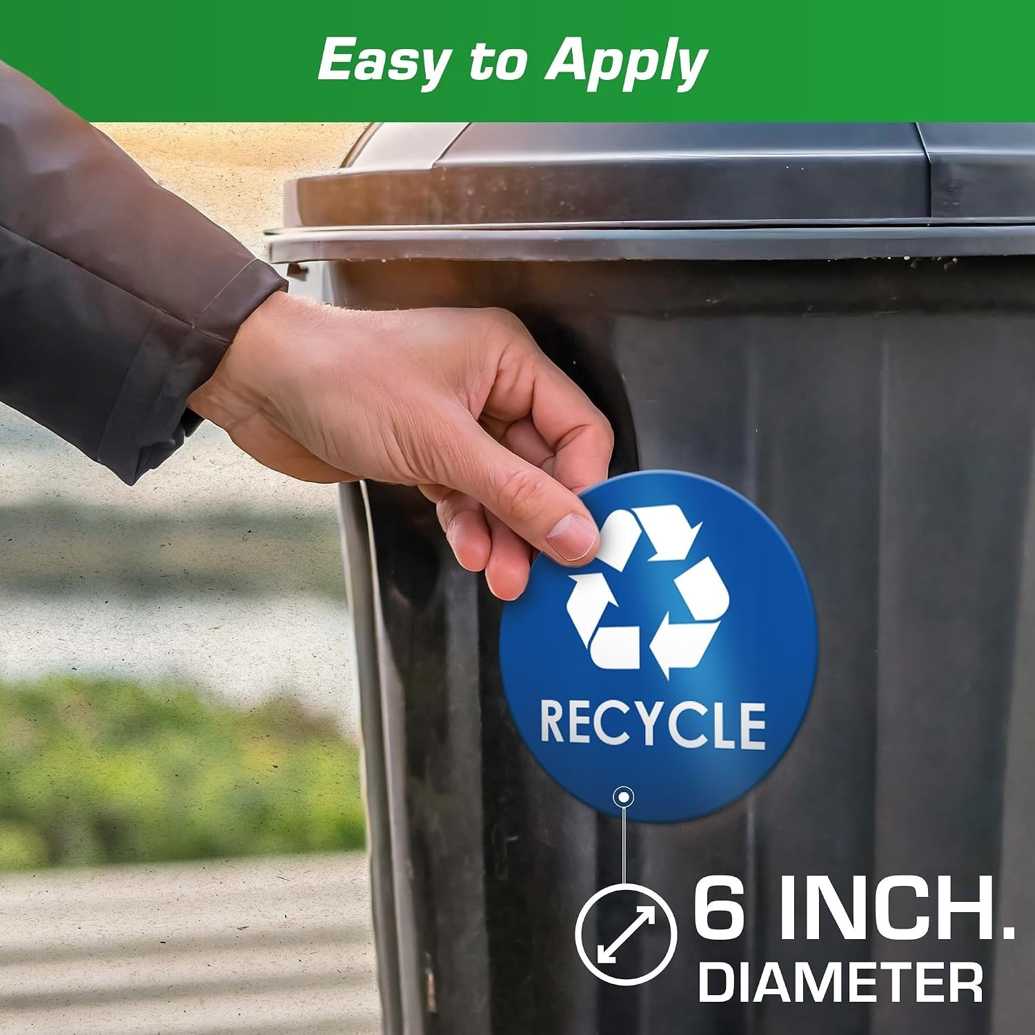 High-Visibility 6" Round Recycling Stickers – Durable, 4 Pack for Easy Sorting