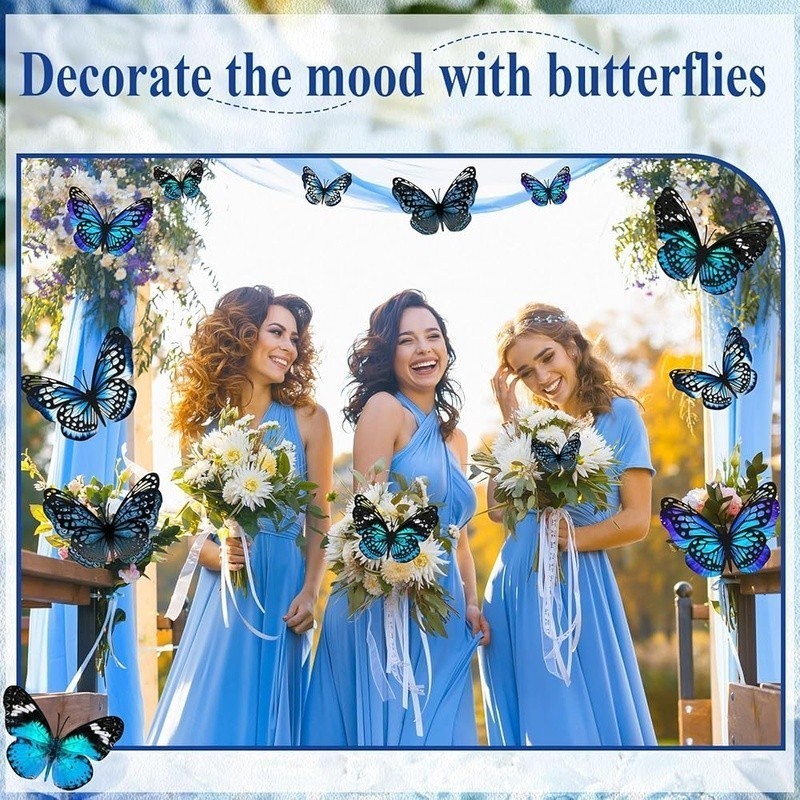 3D Butterfly Wall Decals Kids Room Party Wedding Decor Floral Decoration New