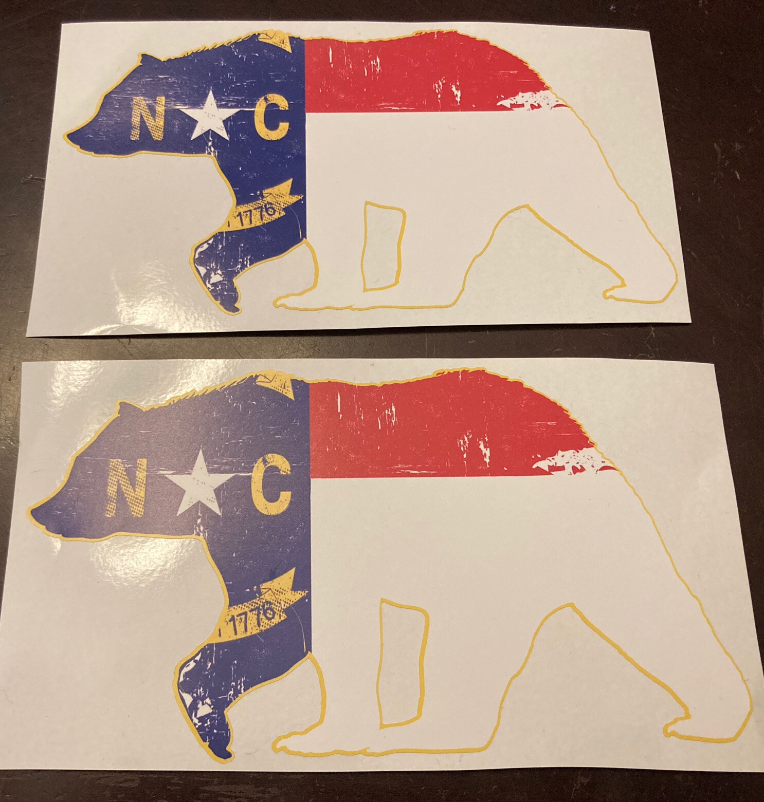2 – NC Bear Sticker 4”x 7” – NC Flag