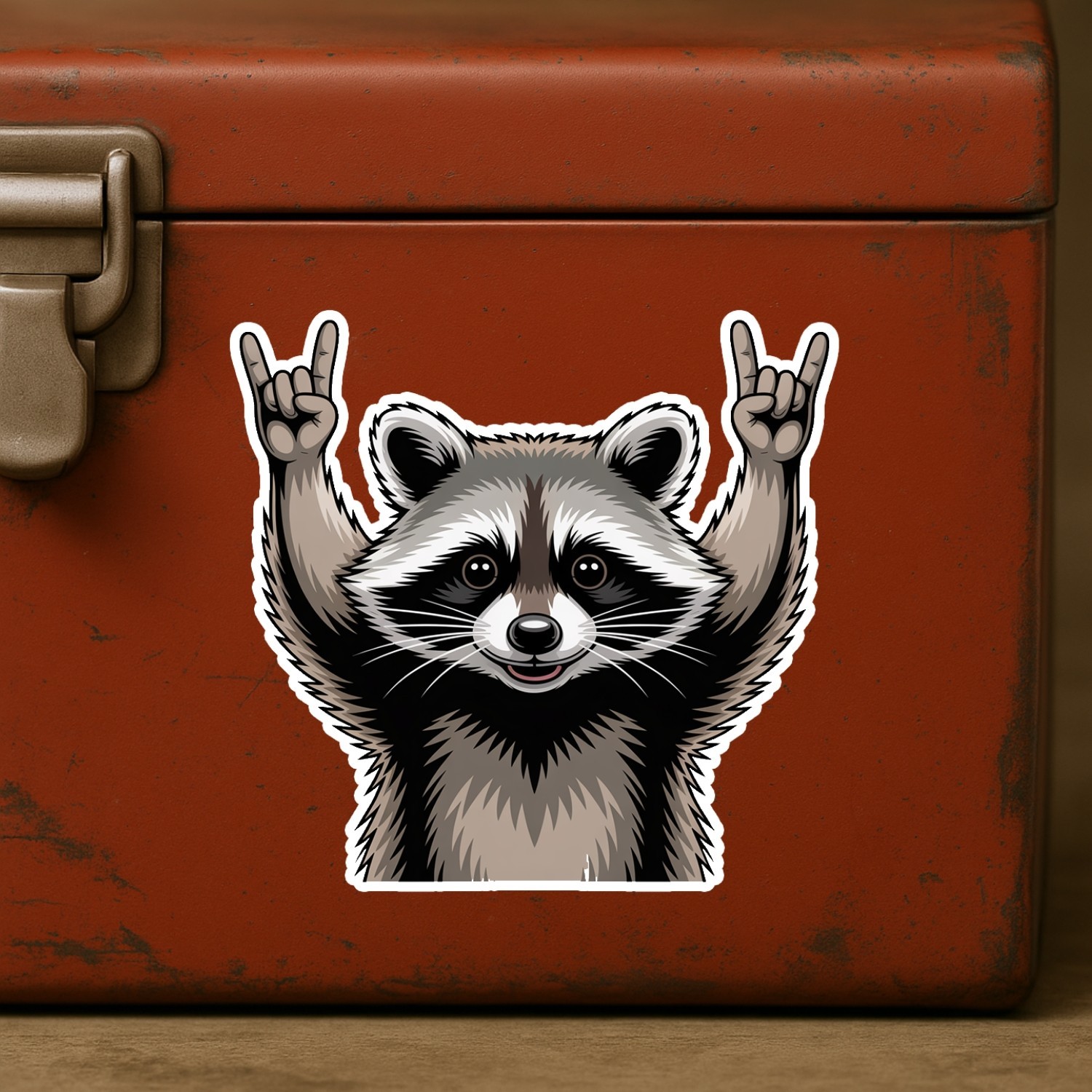 Funny Rocking Raccoon Stickers: Waterproof Vinyl Decals – 4 Pack