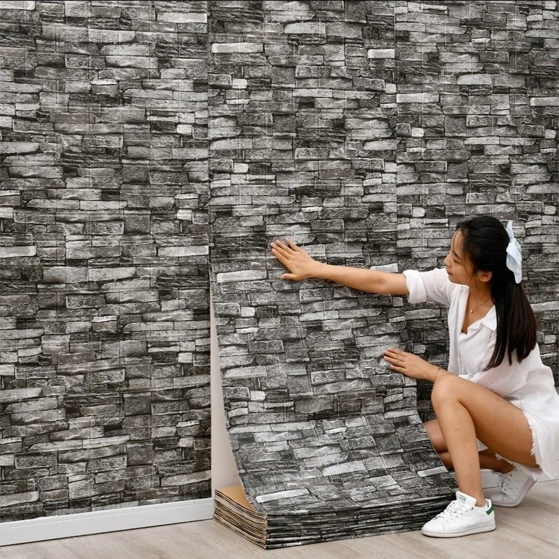 Brick Wall Sticker Self-Adhesive Wallpaper 3D Tile Foam Panel Waterproof Sticker