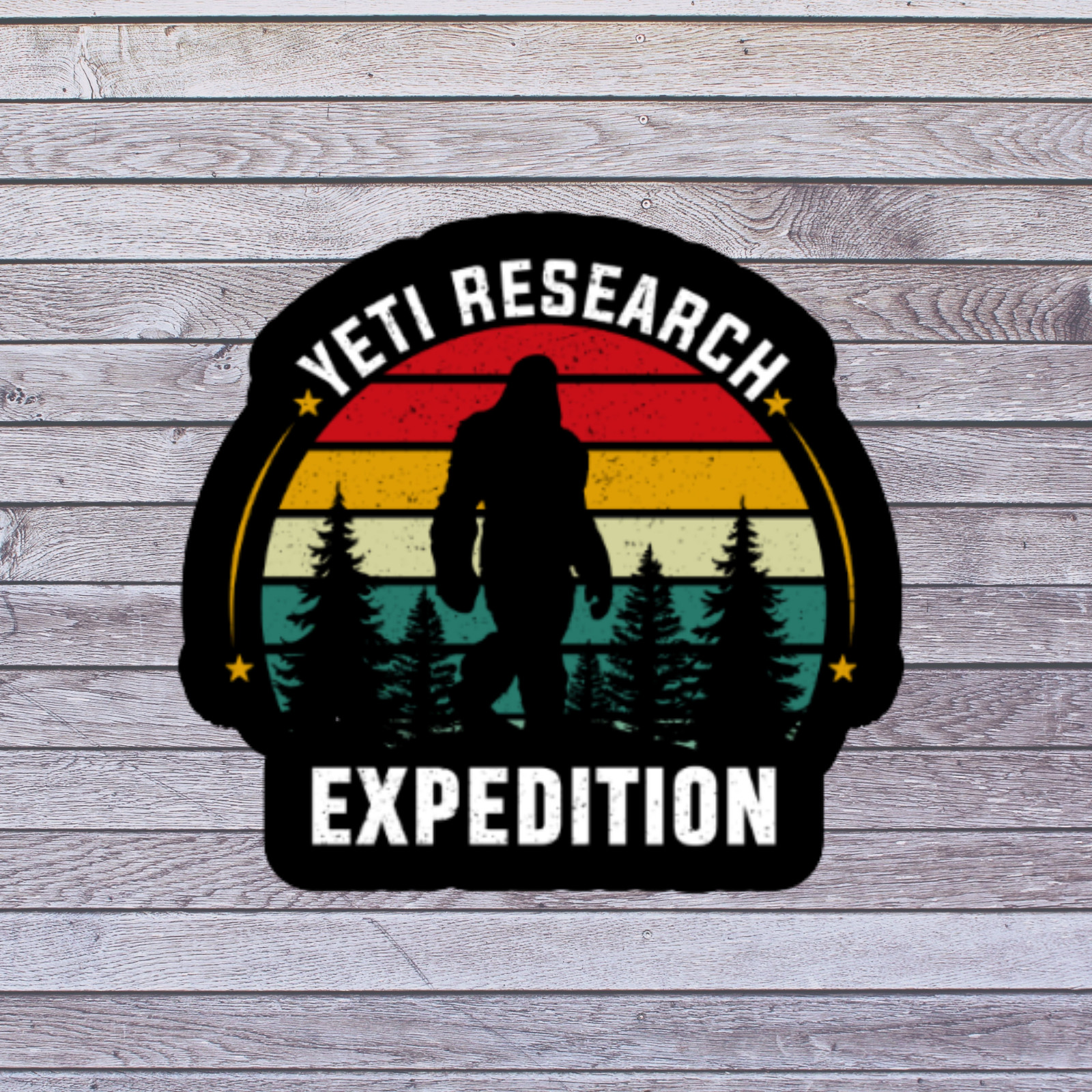 Bigfoot Sticker Vinyl Decal Yeti Research Expedition Sasquatch Retro