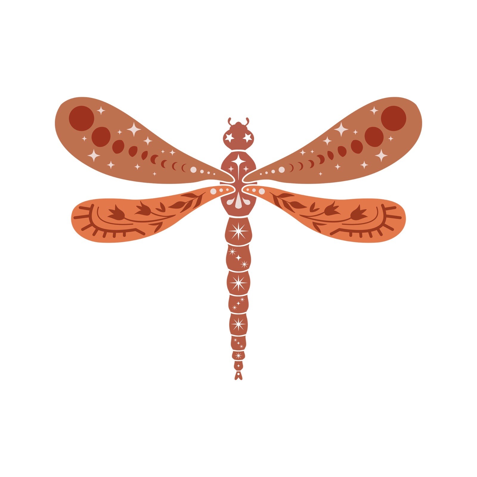 4” Dragonfly Sticker Boho Shabby Retro Bug Insect Hippie Hippy Chic Blue Orange