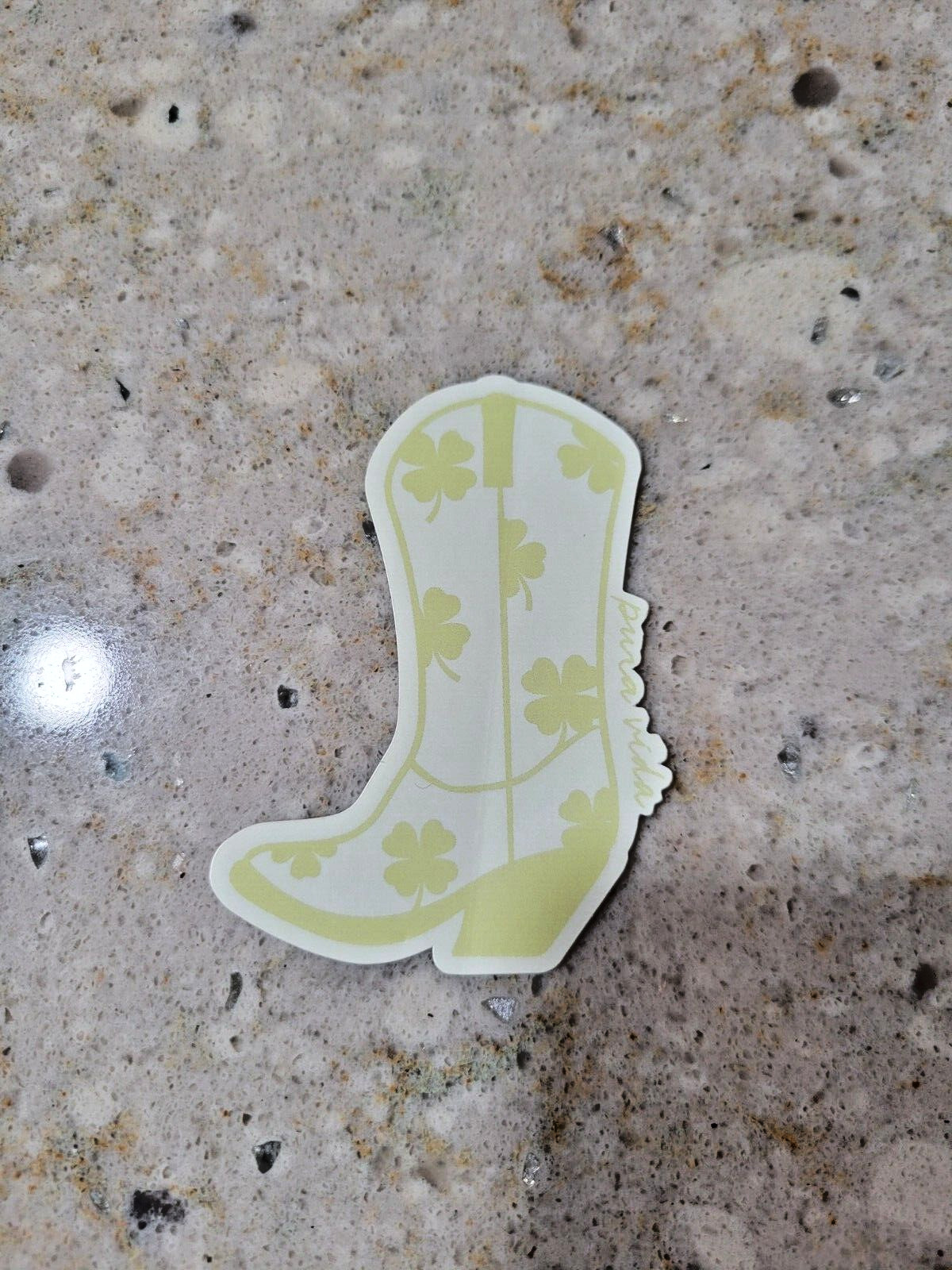 New Pura Vida Shamrock Clover Boot March 2024 Monthly Bracelet Club STICKER