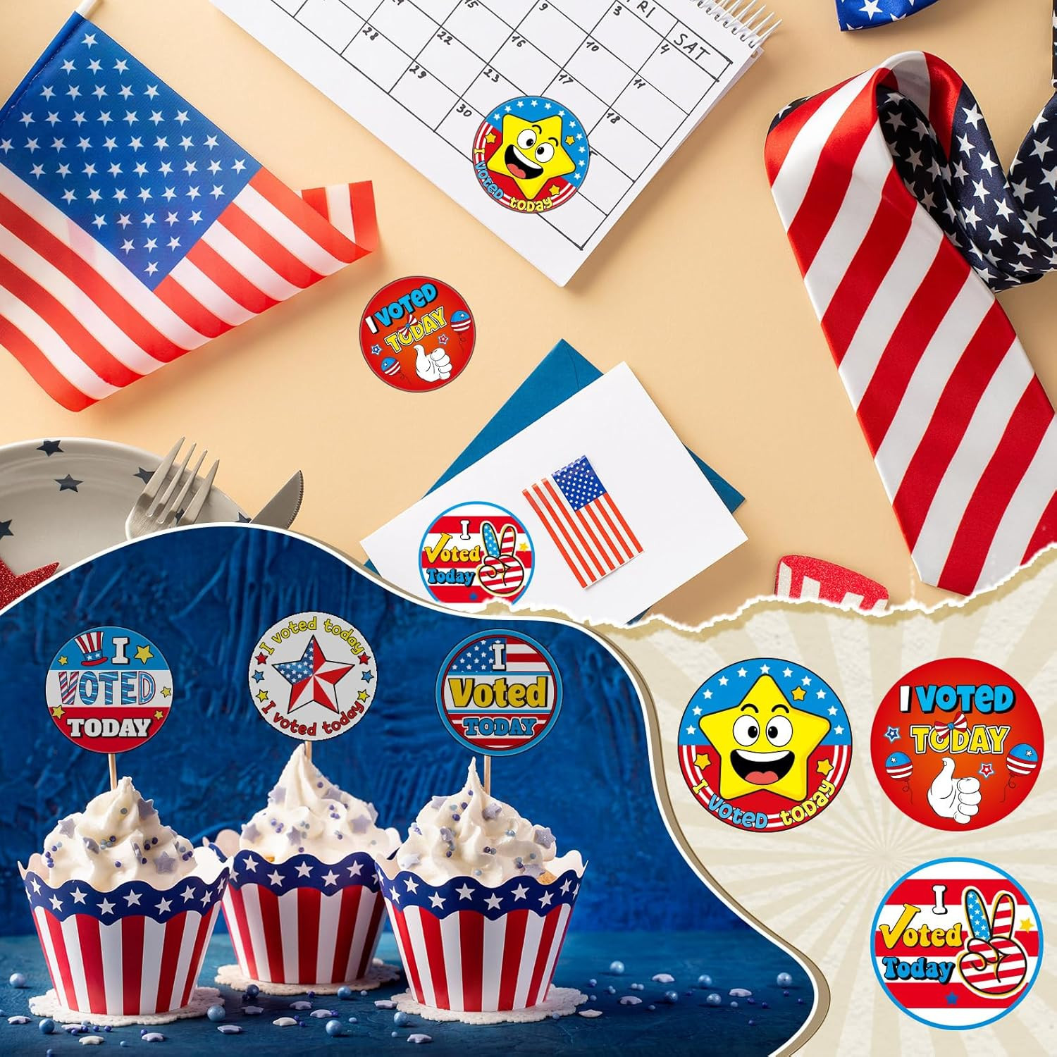 1 Roll I Voted Stickers 2026 for Kids 1.5 Inch round Self-Adhesive Labels
