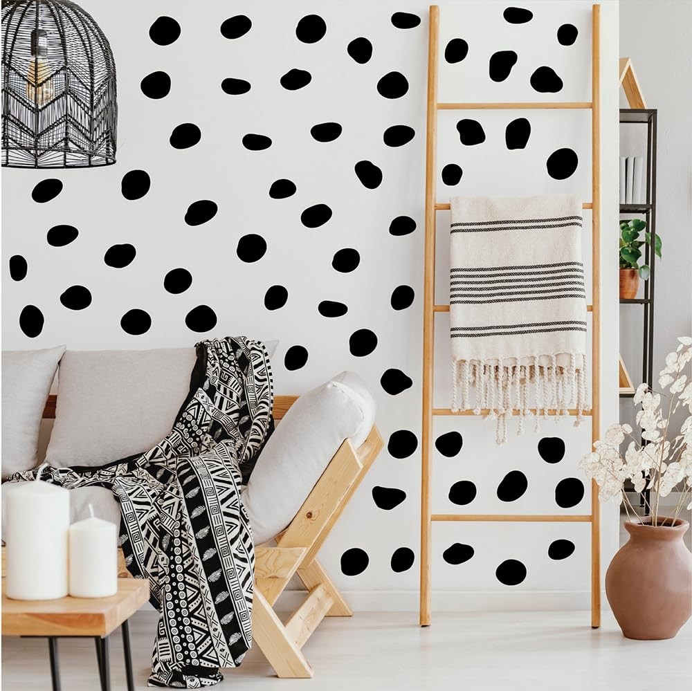 380 Pcs Removable Matte Black Irregular Abstract Shape Wall Decals Set | 10 S…