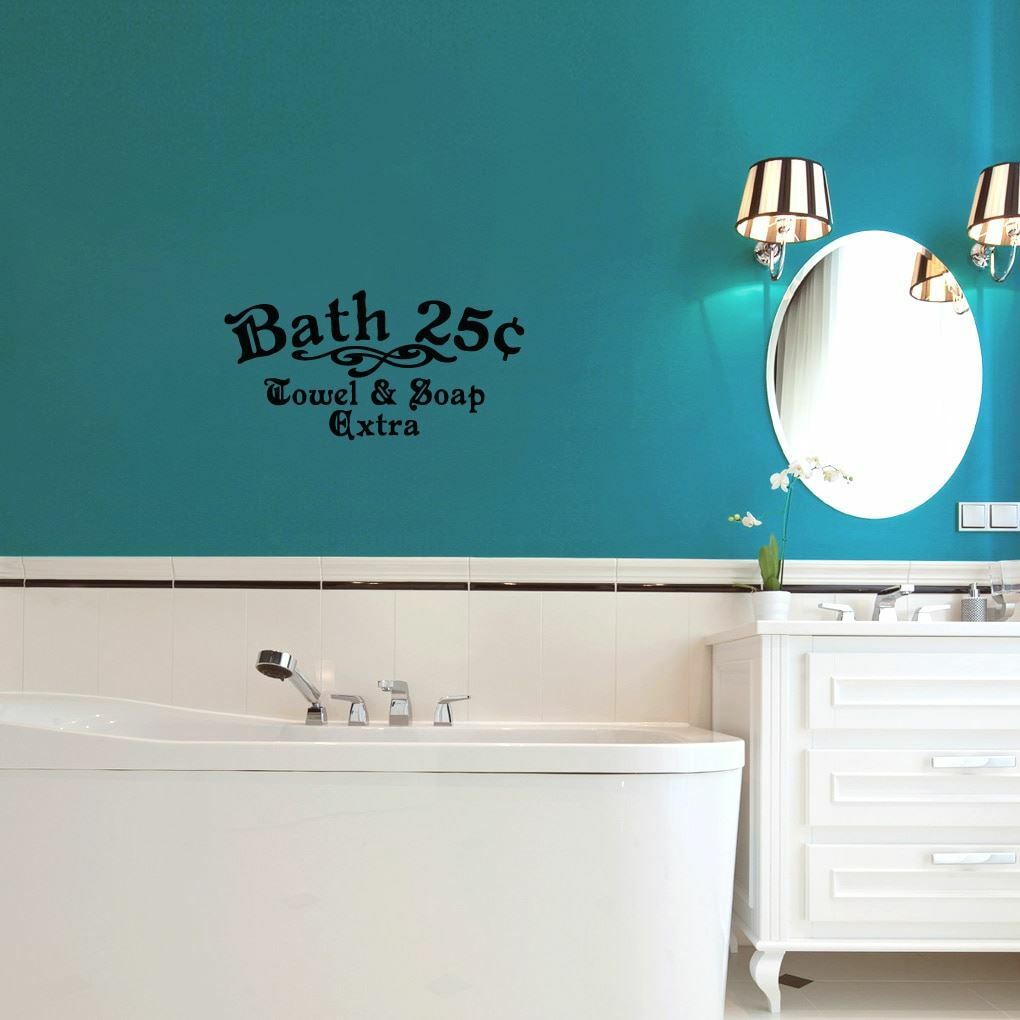 Bath 25¢ Towel & Soap Extra Wall Decal – Bathroom, Restroom, Wall Art, Sticker
