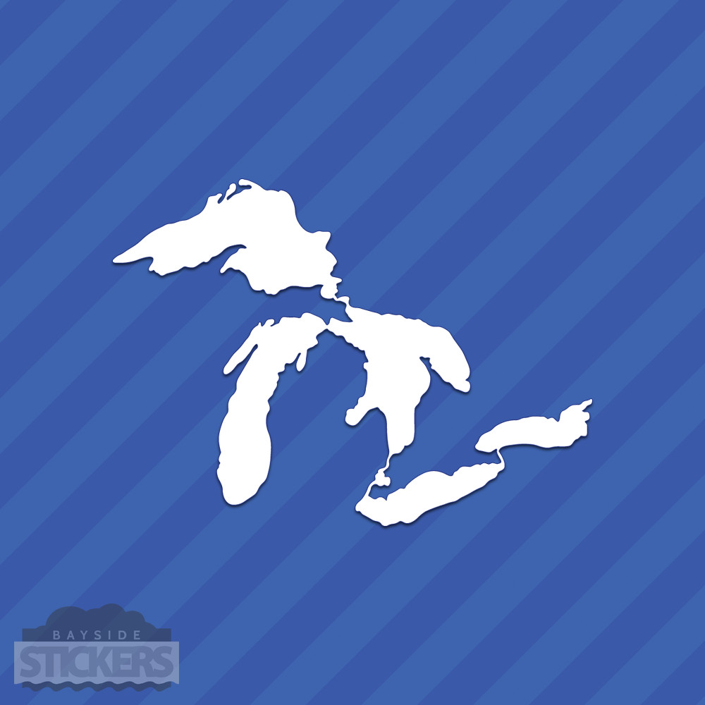 Great Lakes Outline Vinyl Decal Sticker Michigan Superior Huron Erie Ontario