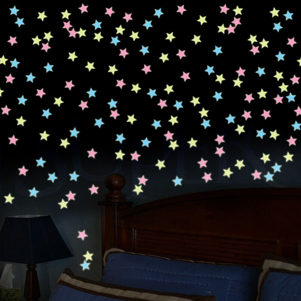 100pieces Glow In The Dark Stars Night Light Wall Stickers Decal Kids Room Home