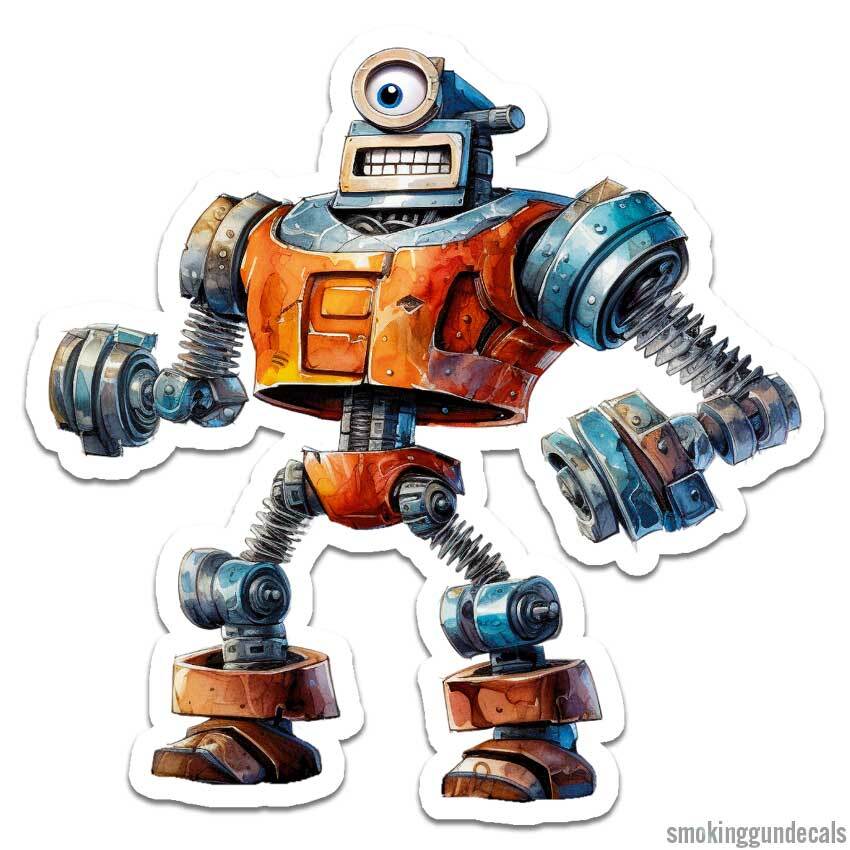 Strong Robot, Vinyl Decal Sticker, Indoor Outdoor, 3 Sizes, #12570