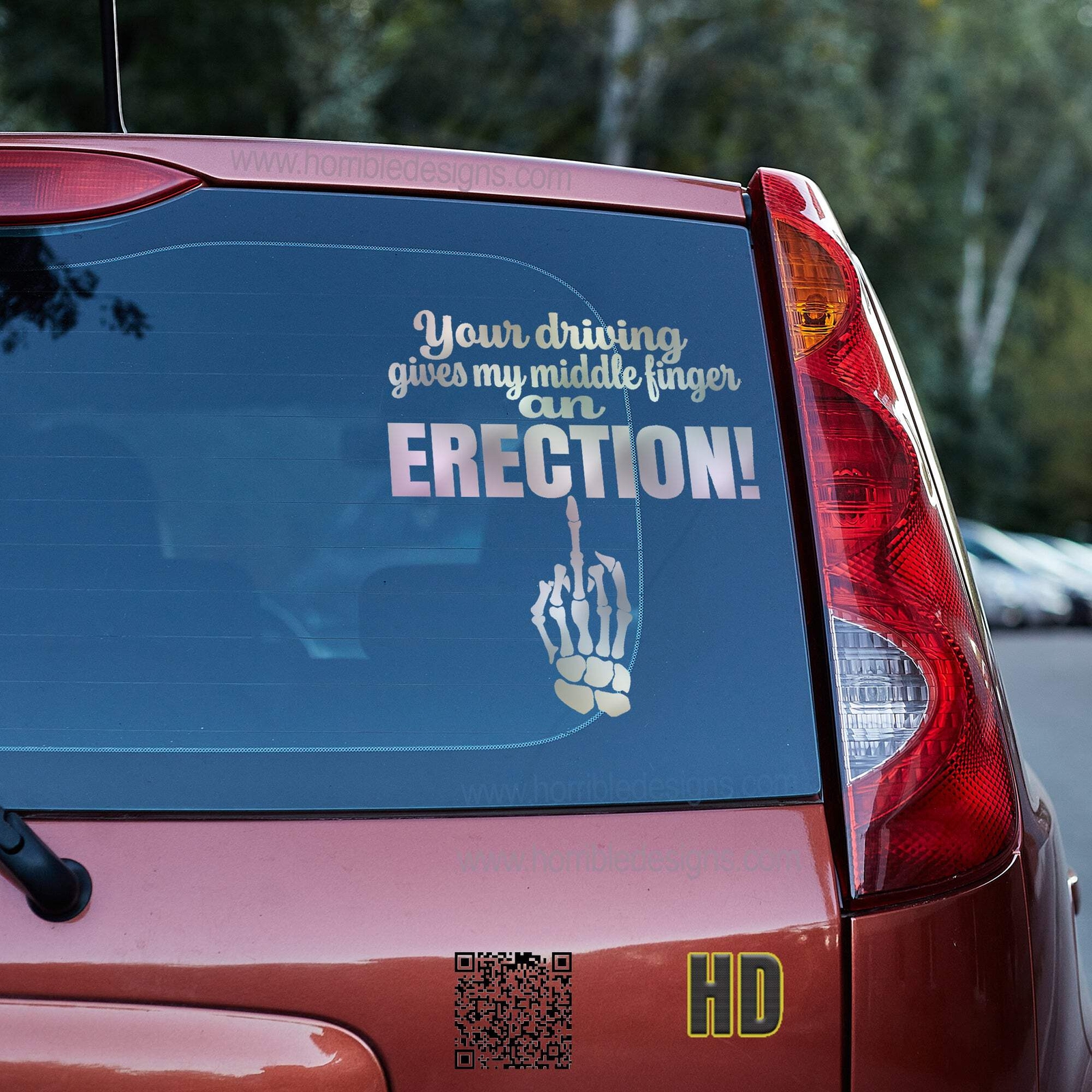 Your driving gives my middle finger an erection 3 Vinyl decal