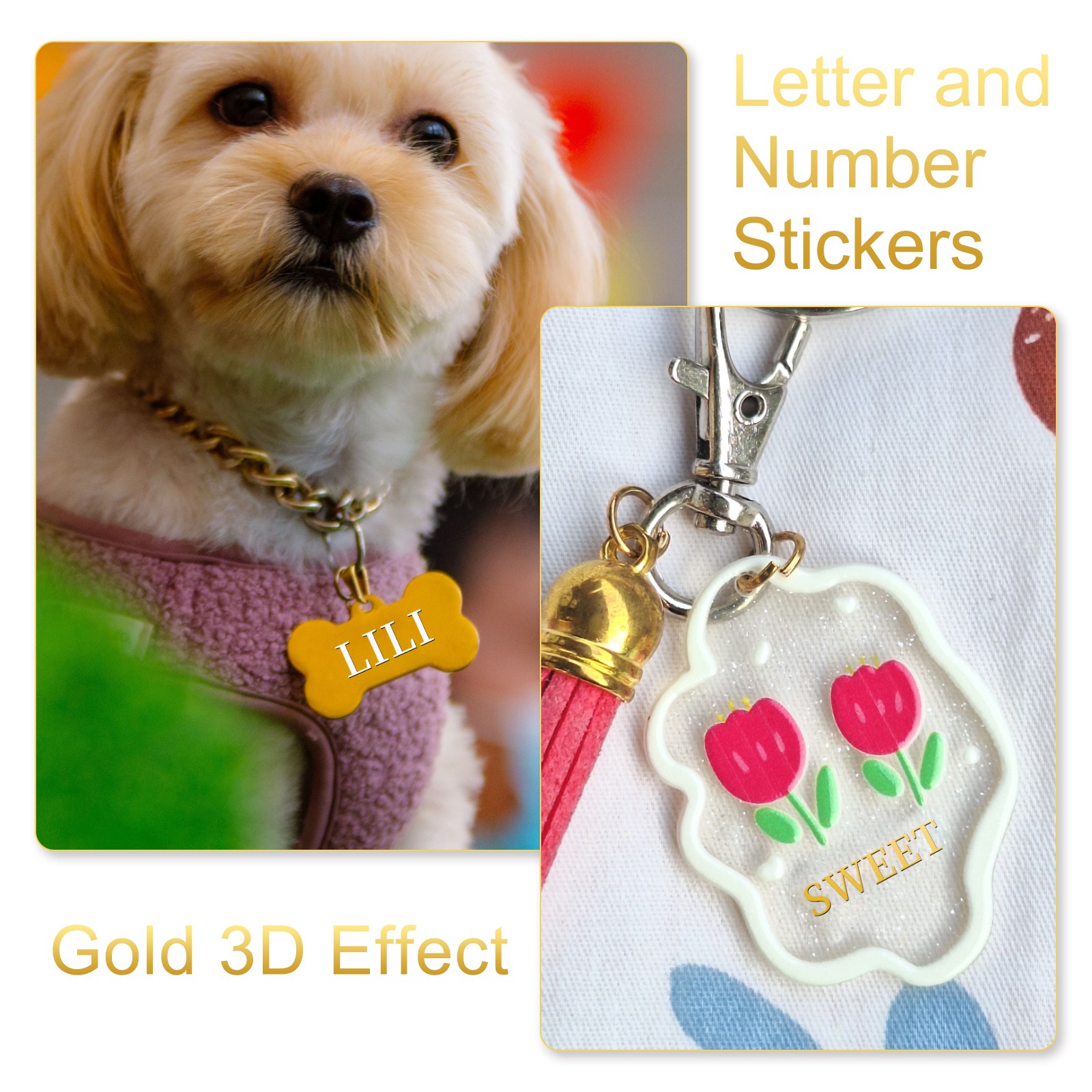 2 Sheets Letter Stickers 0.28" Mini Letter Stickers Alphabet Stickers Gold