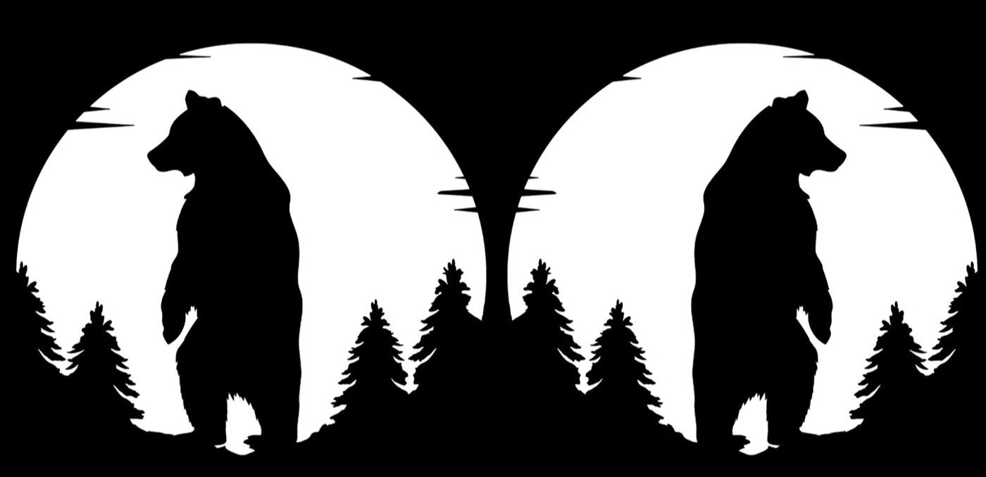 Bear Standing Tall Full Moon Forest 2 Pk 5" Vinyl Decals Window Any Flat Surface