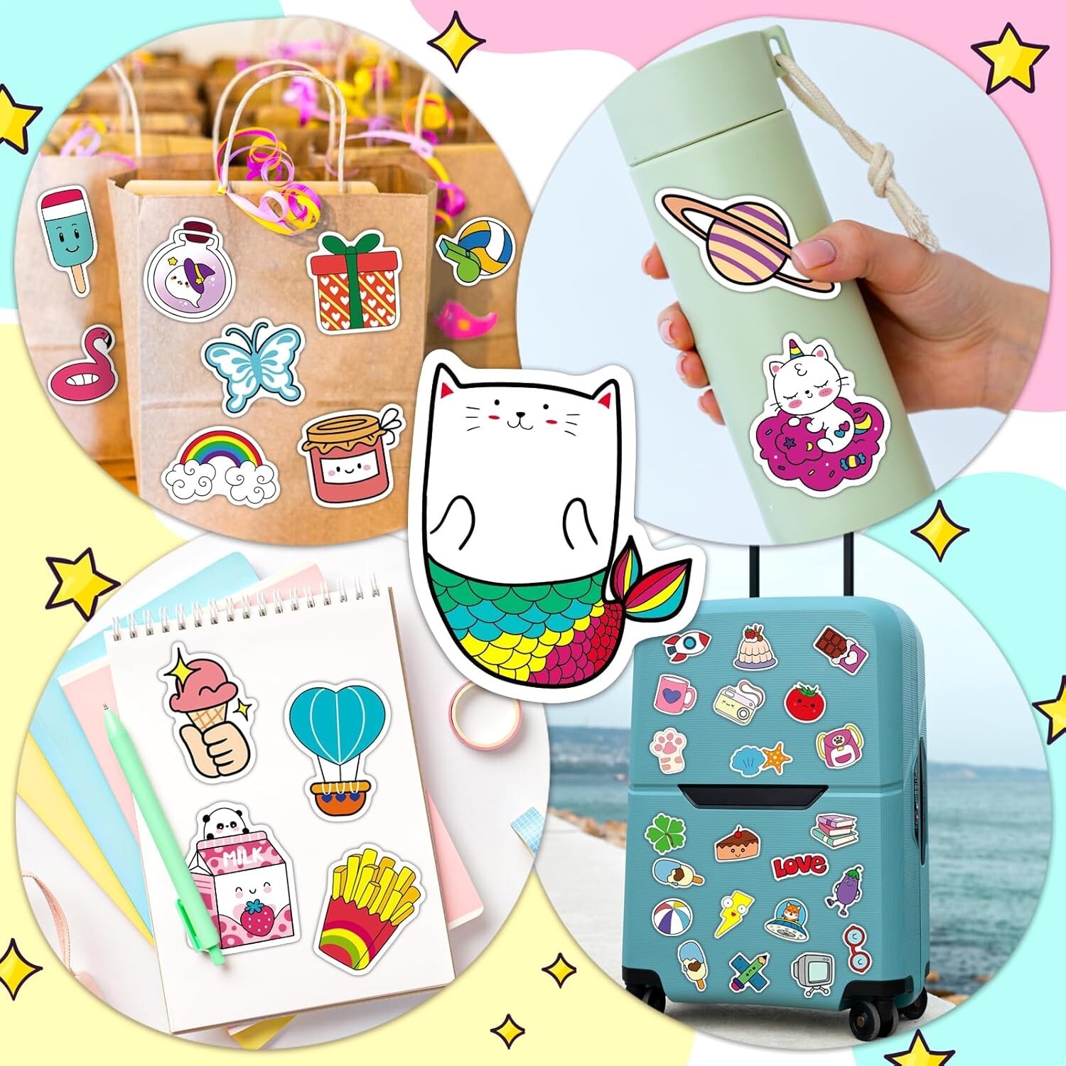 600PCS Cute Stickers for Kids – Kawaii, Waterproof Vinyl Laptop & Water Bottle