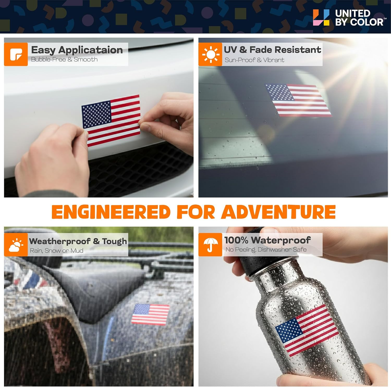 Small American Flag Hard Hat Stickers (1 X 2 Inch – 24Pack) Waterproof USA Flag
