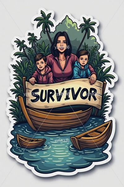 "Survivor" Sticker – Jungle and River Adventure Theme – Zink Print