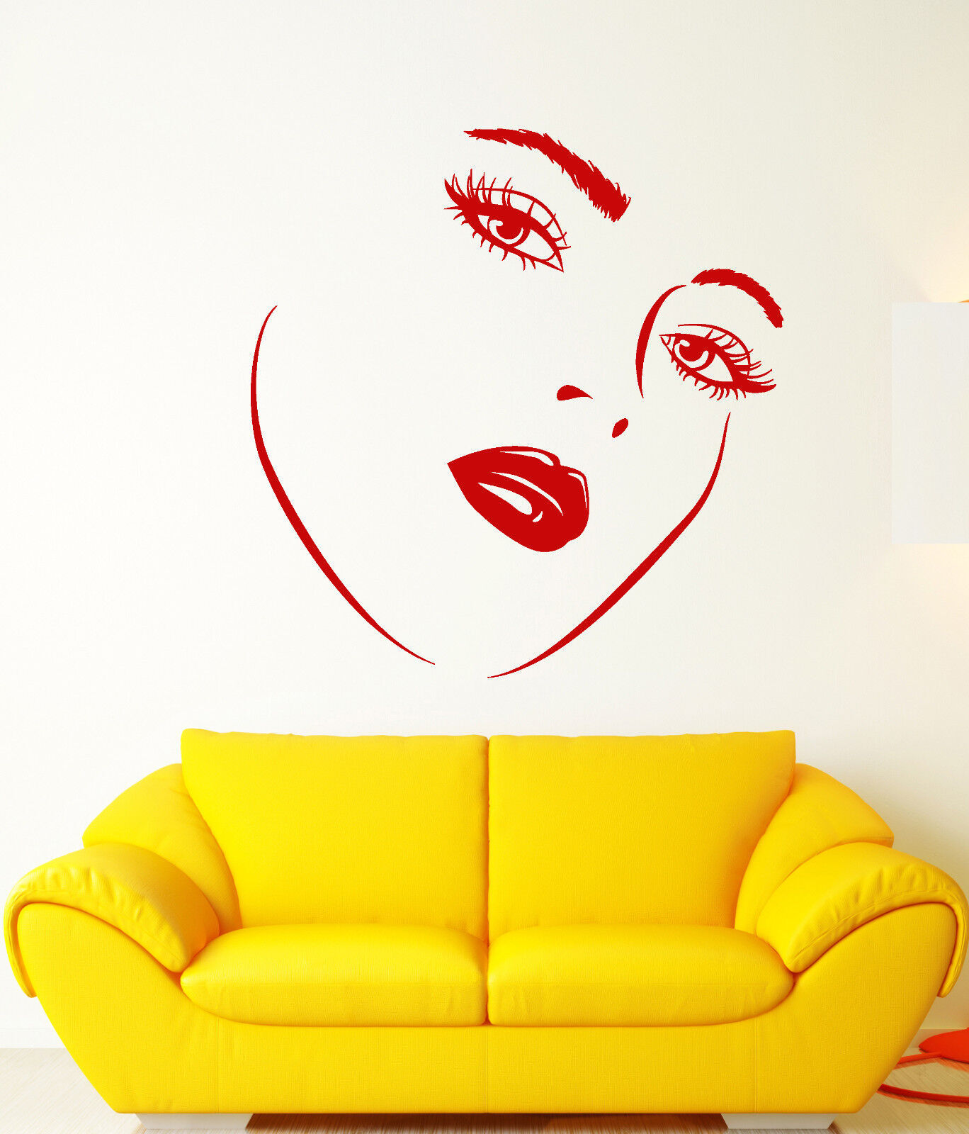 Vinyl Wall Decal Girl Face Woman Makeup Sexy Lips Eyelashes Stickers (2506ig)