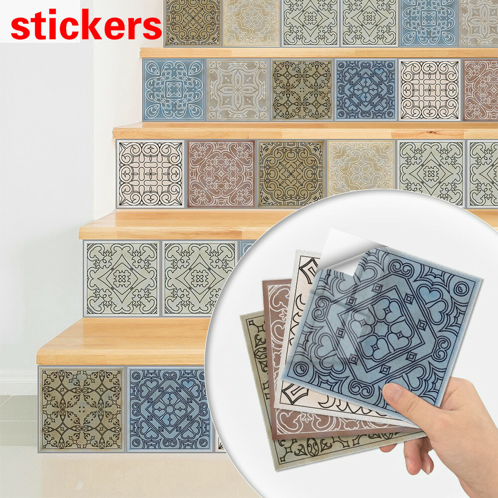 10 X Waterproof Tile Paste DIY Wallpaper Kitchen Bathroom Stair Stickers