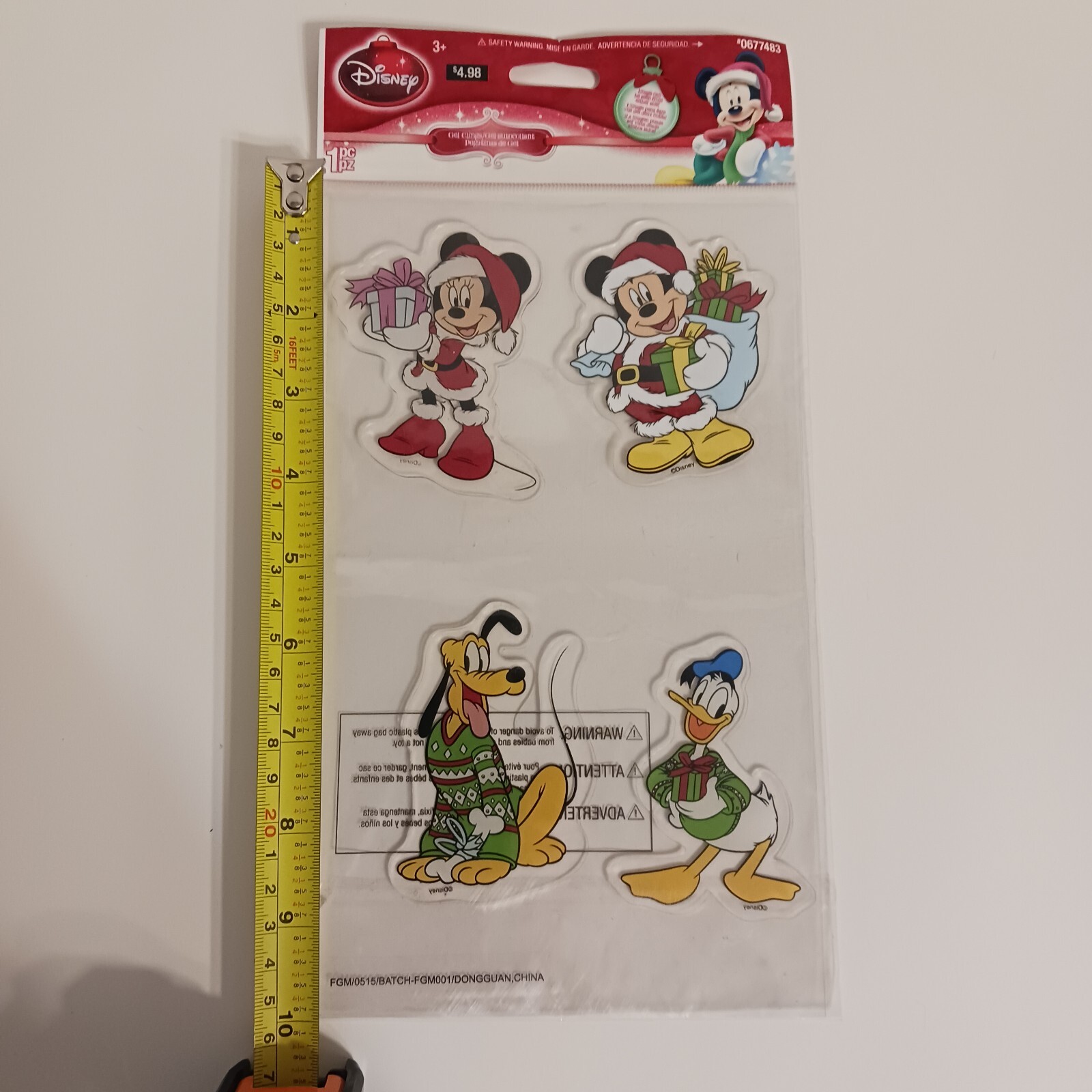 Gemmy Window Gel Clings Christmas Micky & Minnie & Donald Duck & Pluto NEW