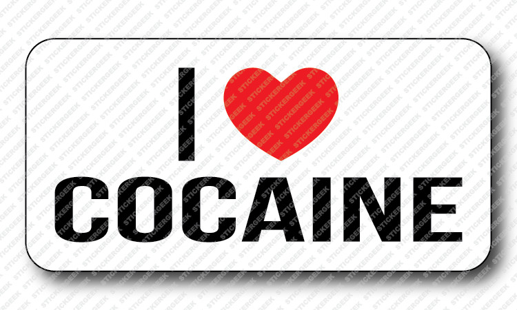 I Heart LOVE Cocaine Prank Gag Gay Joke Hard Hat Helmet Toolbox Stickers