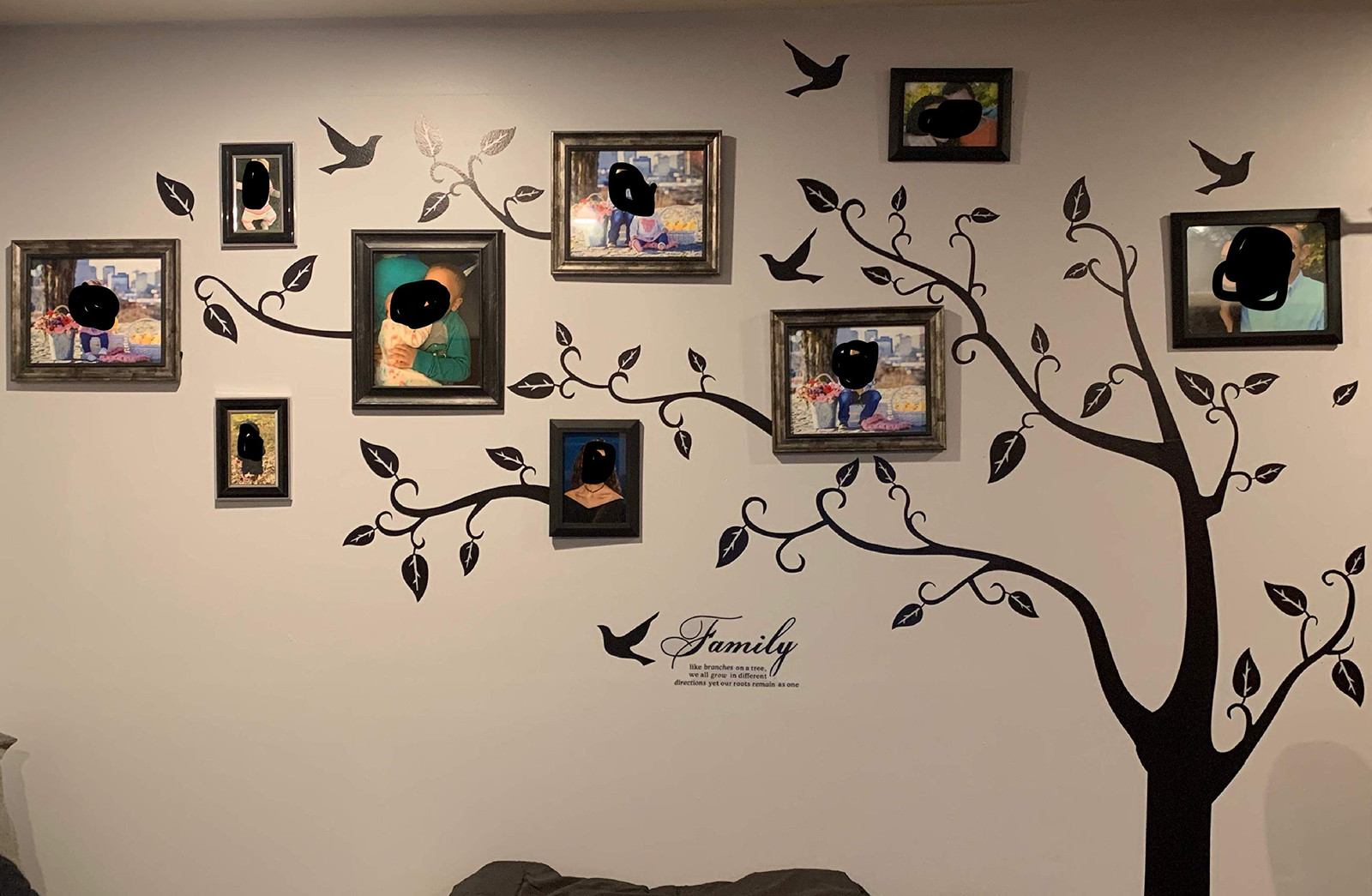 Large Family Tree Wall Decal DIY Black Photo Frame Tree Wall Decor Sticker