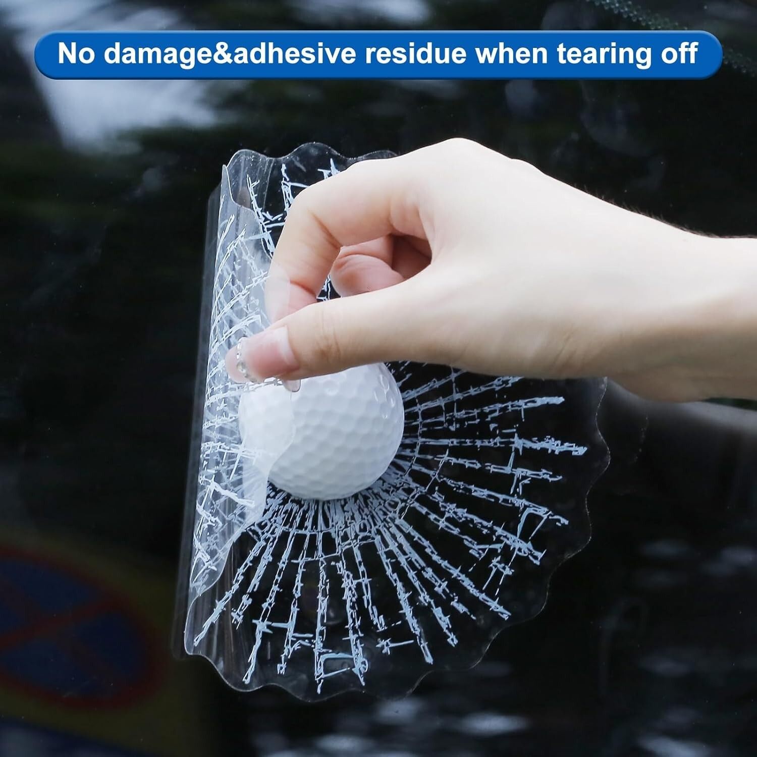 "3D Prank Tricky Broken Glass Sticker Car Window Ball Hits Self Adhesive Funny "