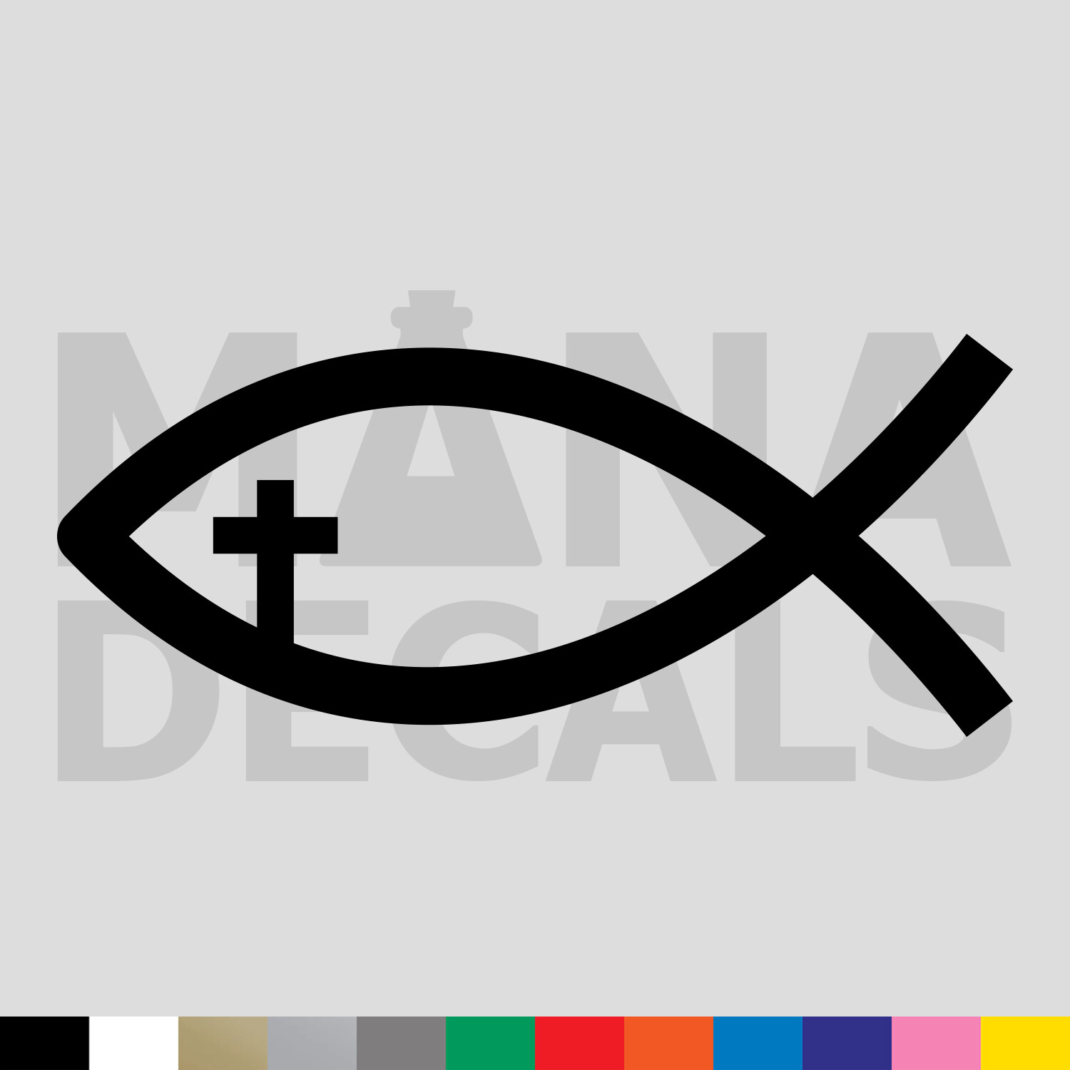 Ichthys Jesus Fish Cross Vinyl Die Cut Decal Sticker – Christian Religious