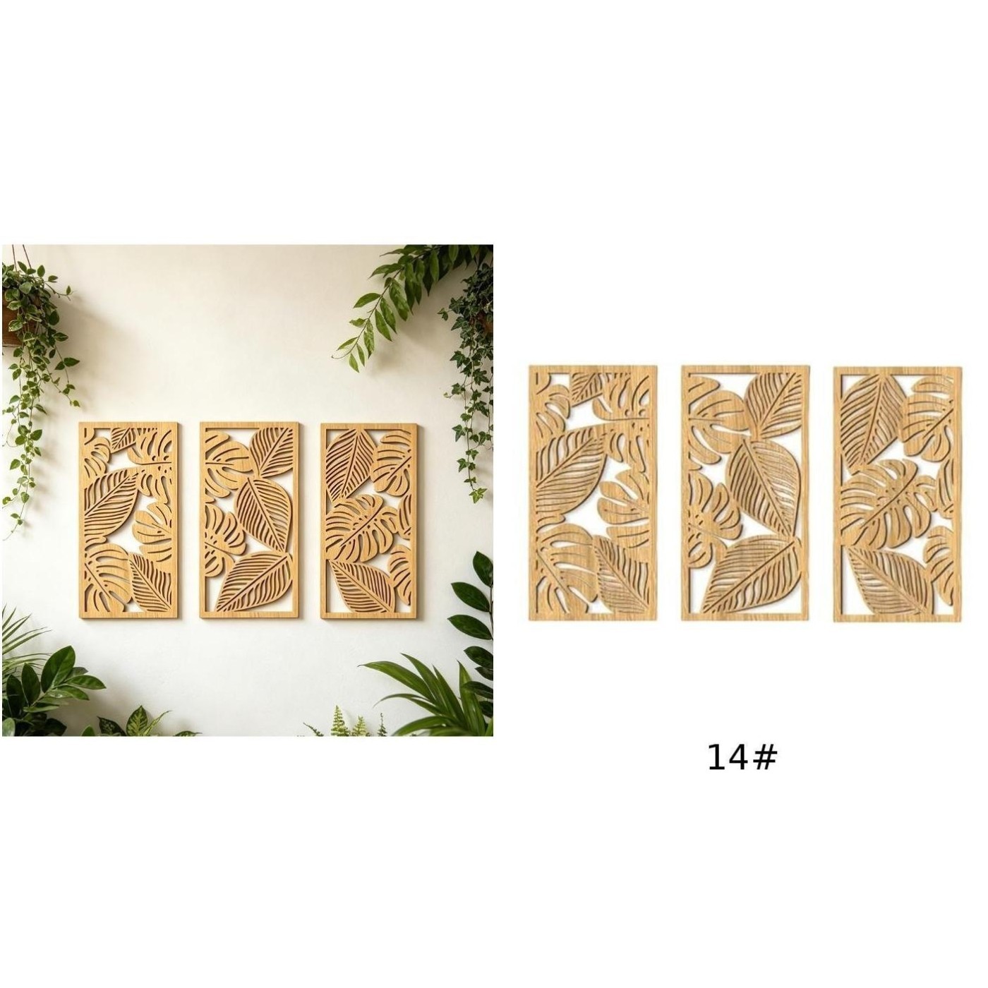 Rustic Hollow Wood Wall Hanging Decor for Bedroom and Living Room Brown Finish
