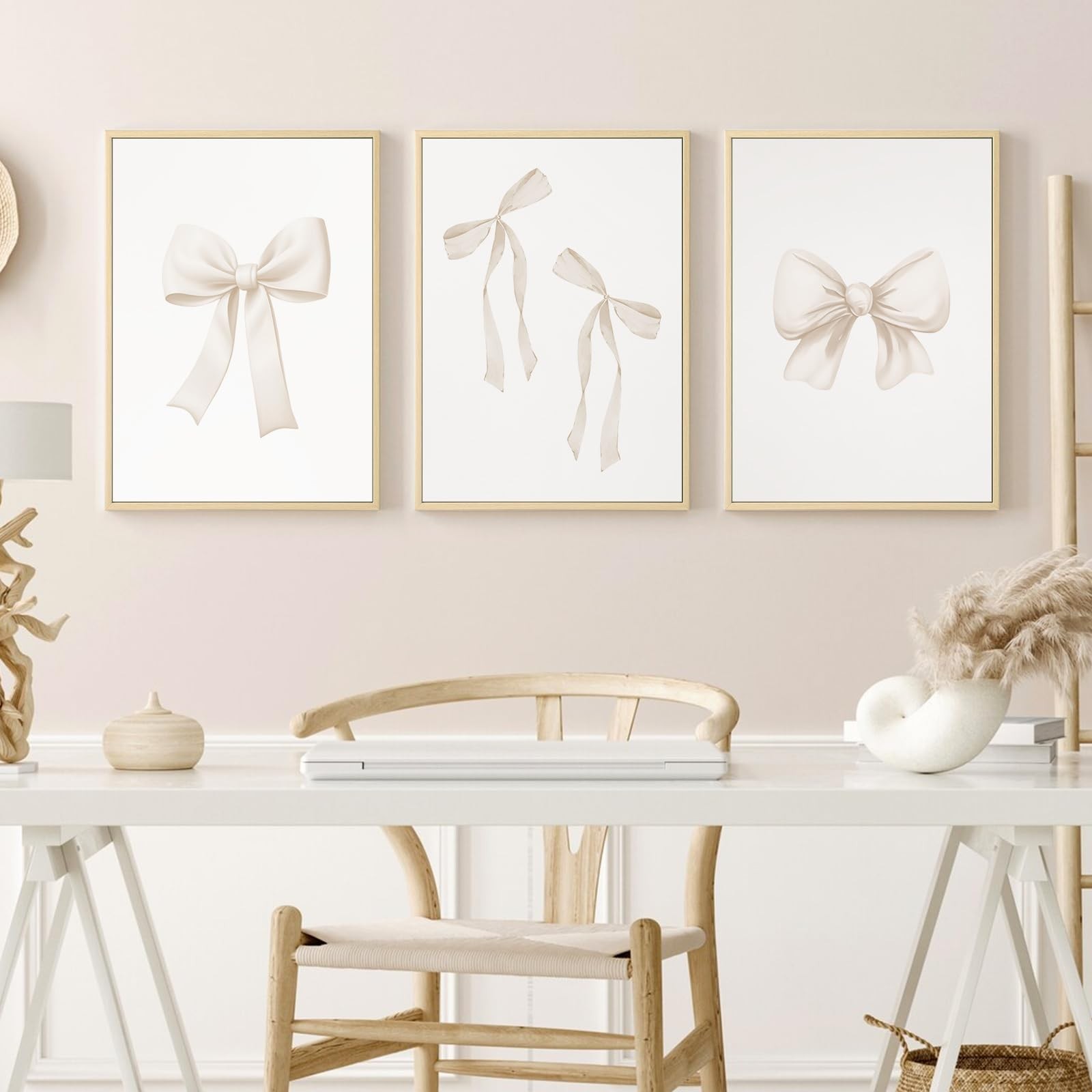 Bow Wall Art Coquette Room Canvas Decor Beige Bow Poster Preppy Wall Deocr Ae…