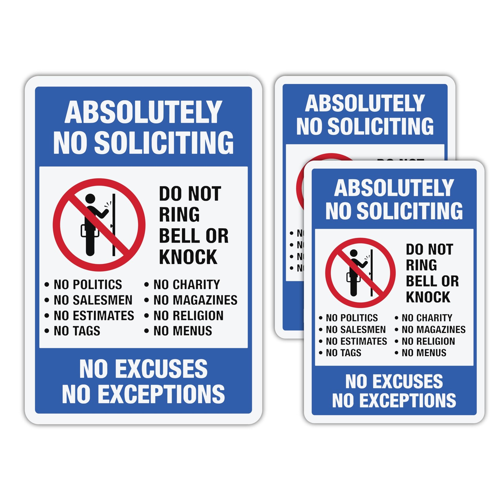 | Absolutely No Soliciting Stickers For Front Door – 3 Pcs (One 5.5" x 3.75",…