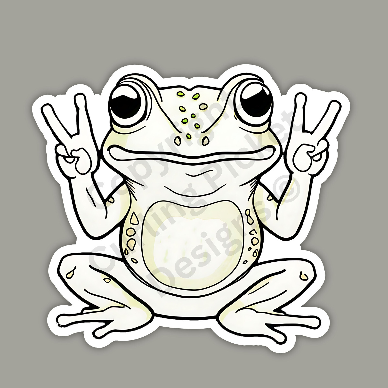 Peace Frog Peace Sign Cute Funny Amphibian Peaceful 3" Vinyl Sticker
