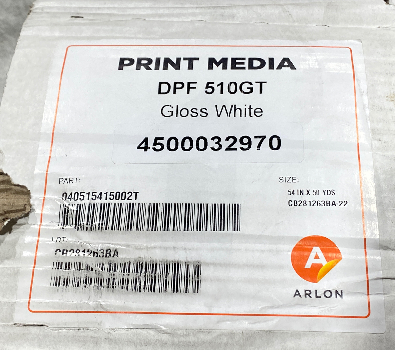 ARLON Print Media Gloss White 54" X 50 YDS 4500032970 New