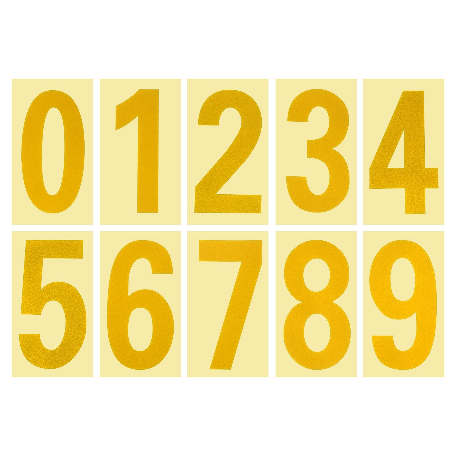 4Set 2.95" Reflective Mailbox Number Sticker 0-9 Adhesive Address Number Golden