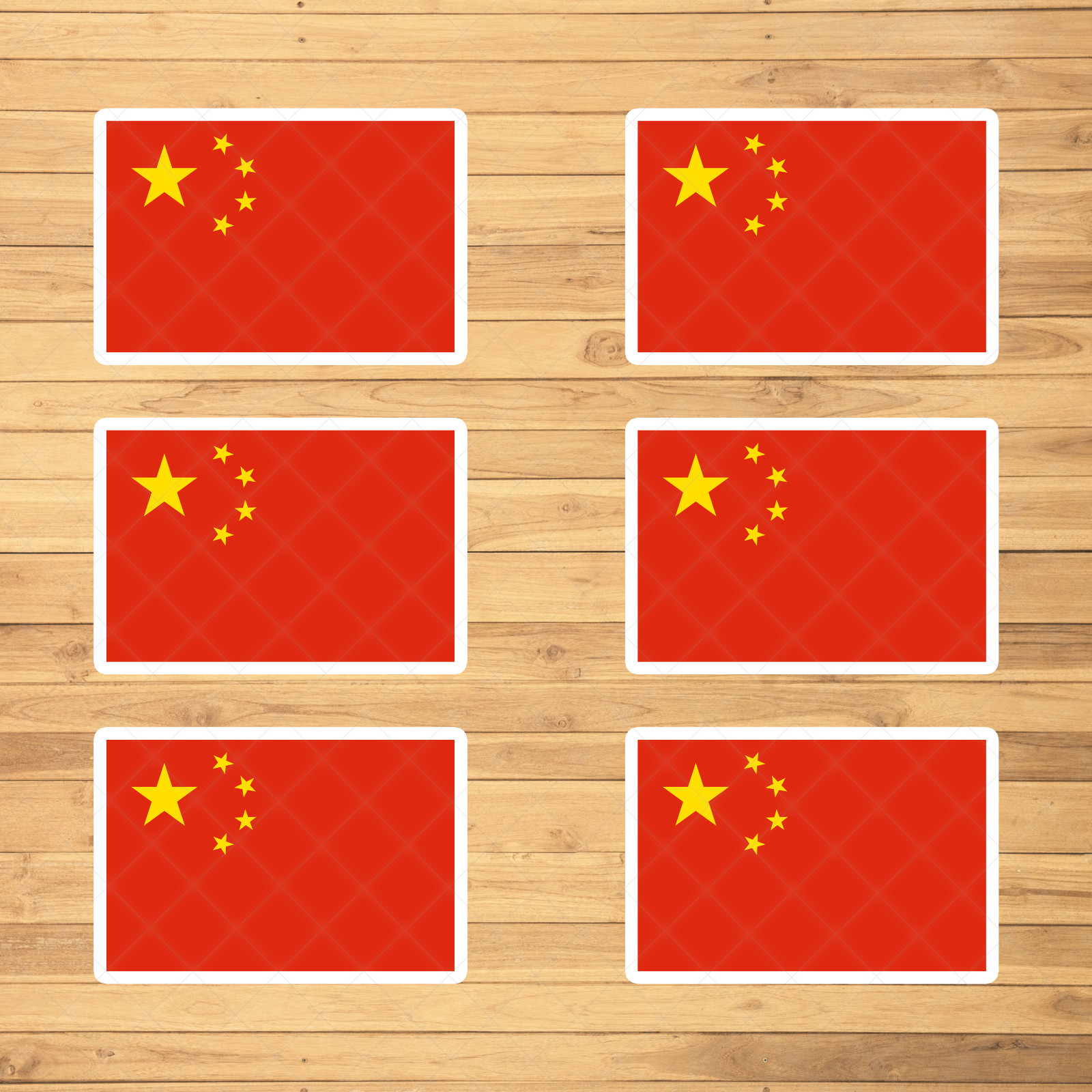 Set of 6 China Flag Vinyl Stickers – Waterproof and Fade-Resistant Decals