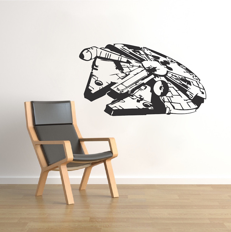 Millennium Falcon Wall Decal Star Wars Wallpaper Vinyl The Last Jedi Design, g95